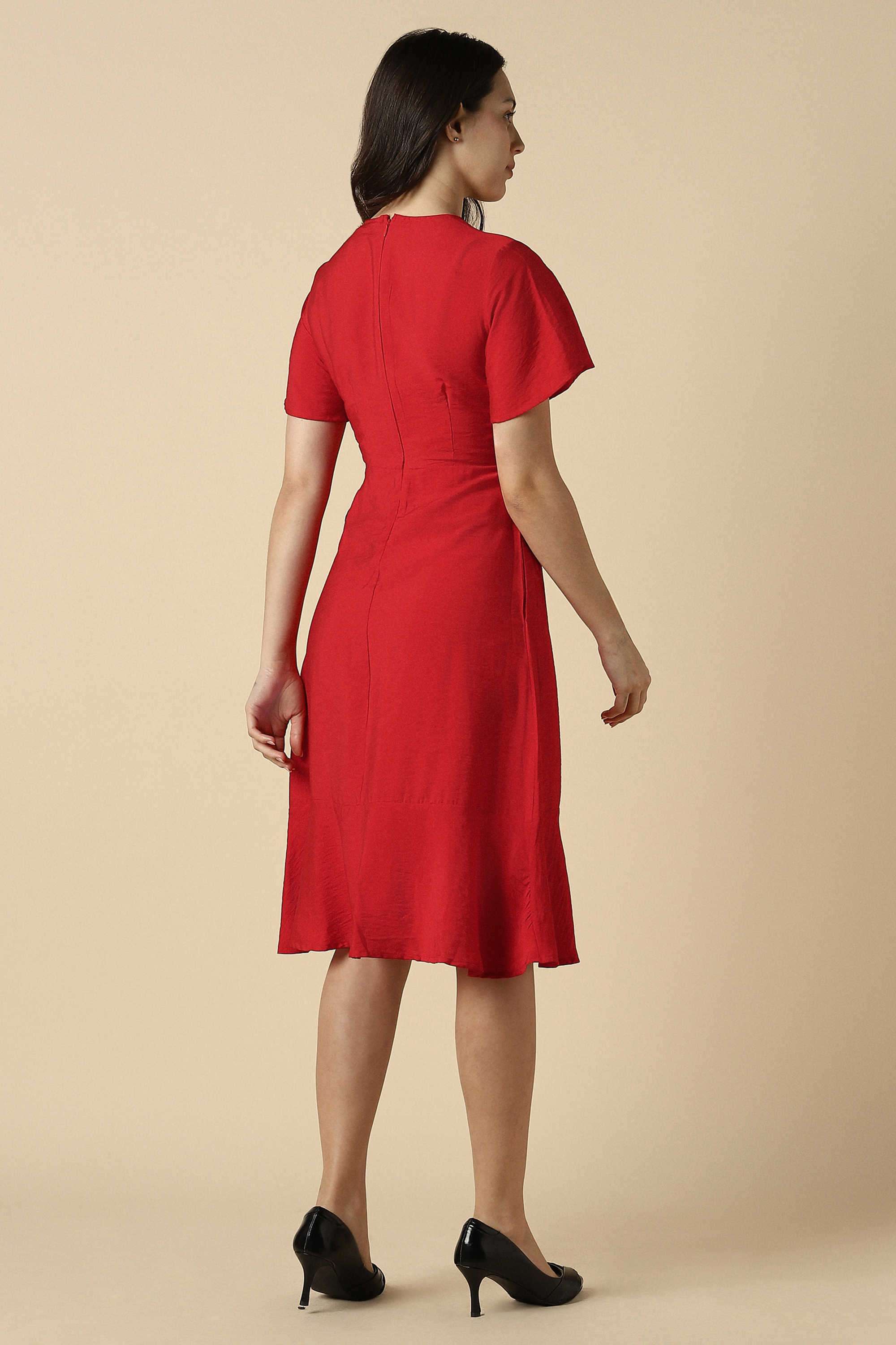 Solid-Rayon-Women-s-Dress