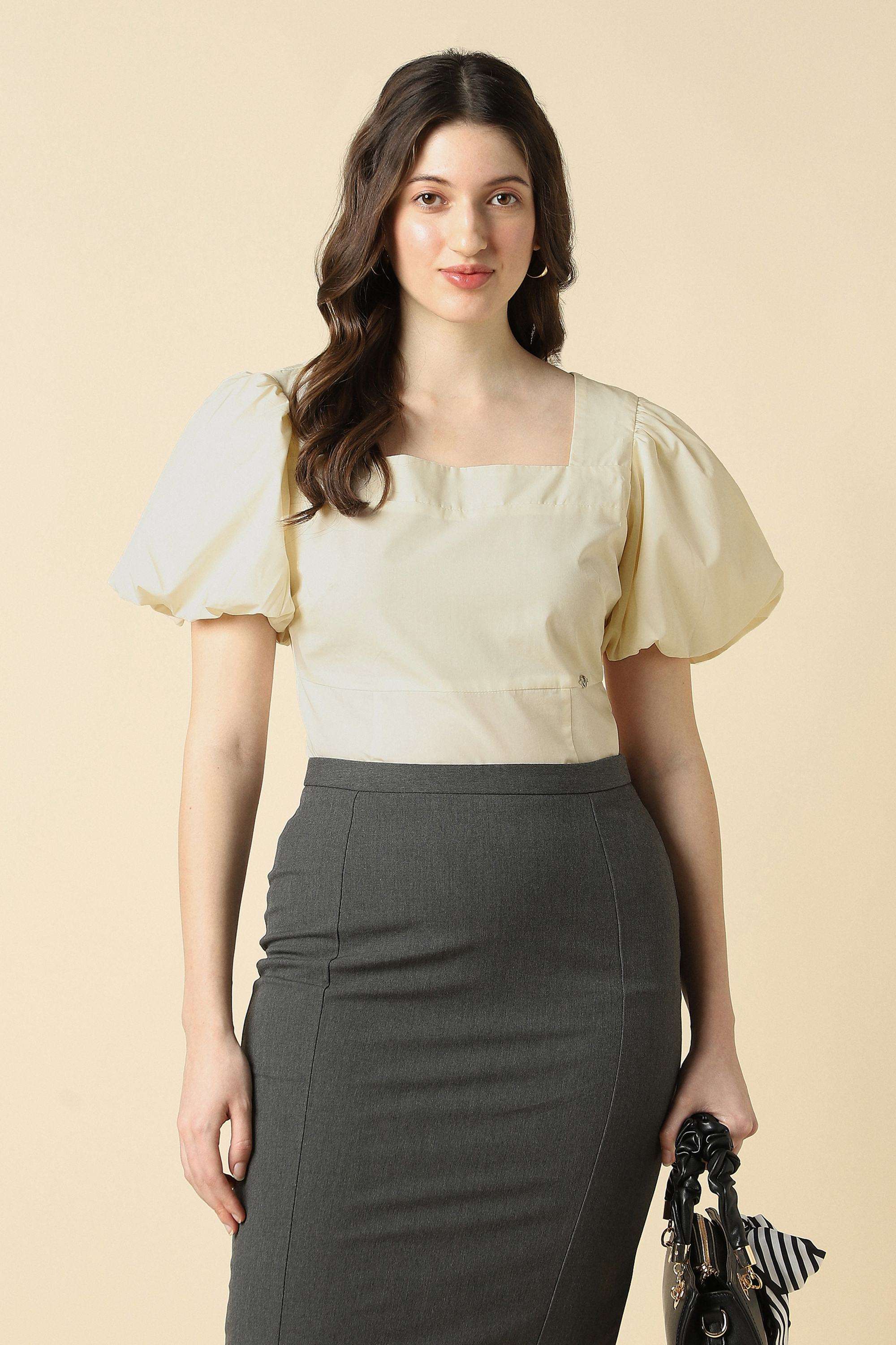 Solid-Cotton-Women-s-Top