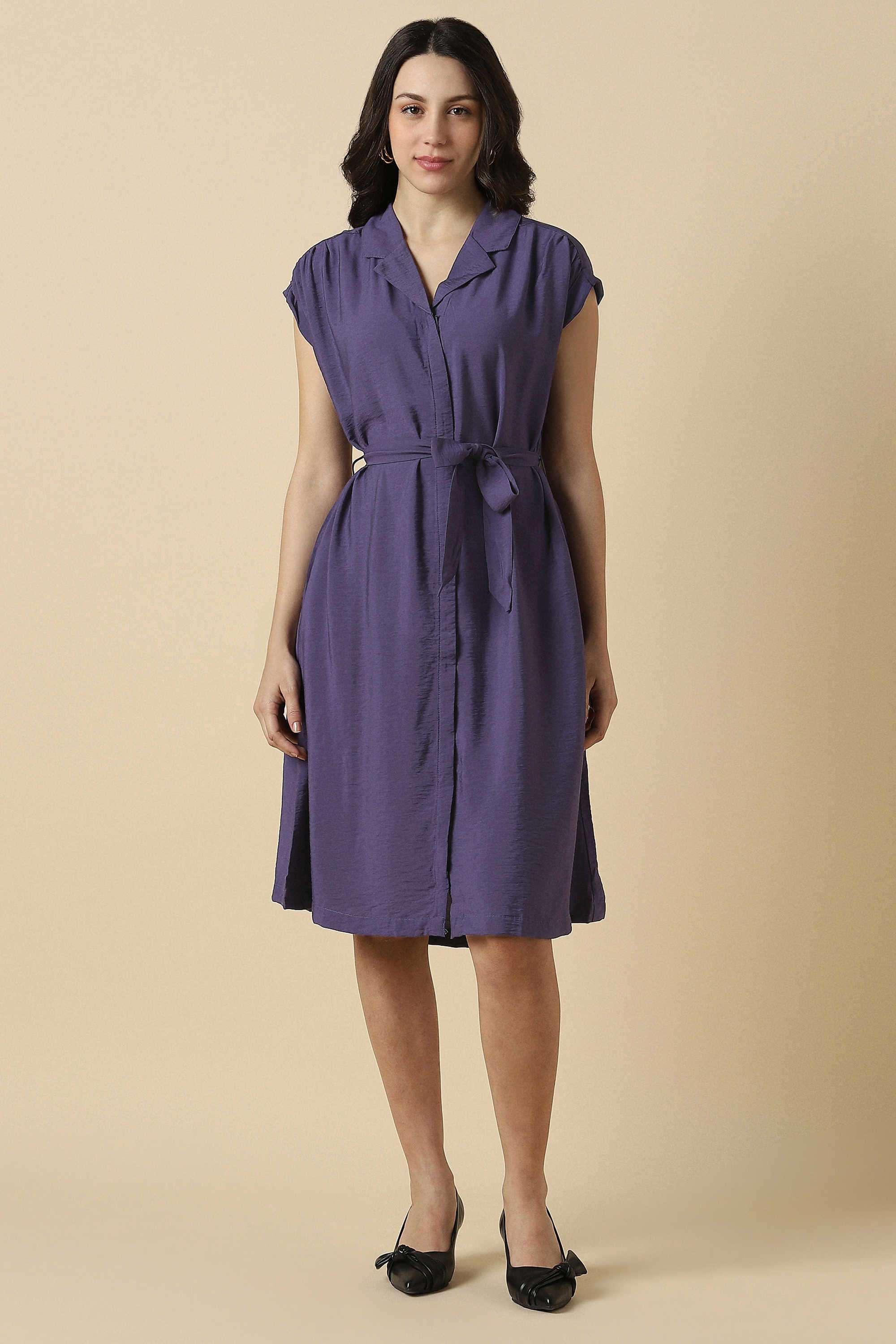 Solid-Rayon-Women-s-Dress