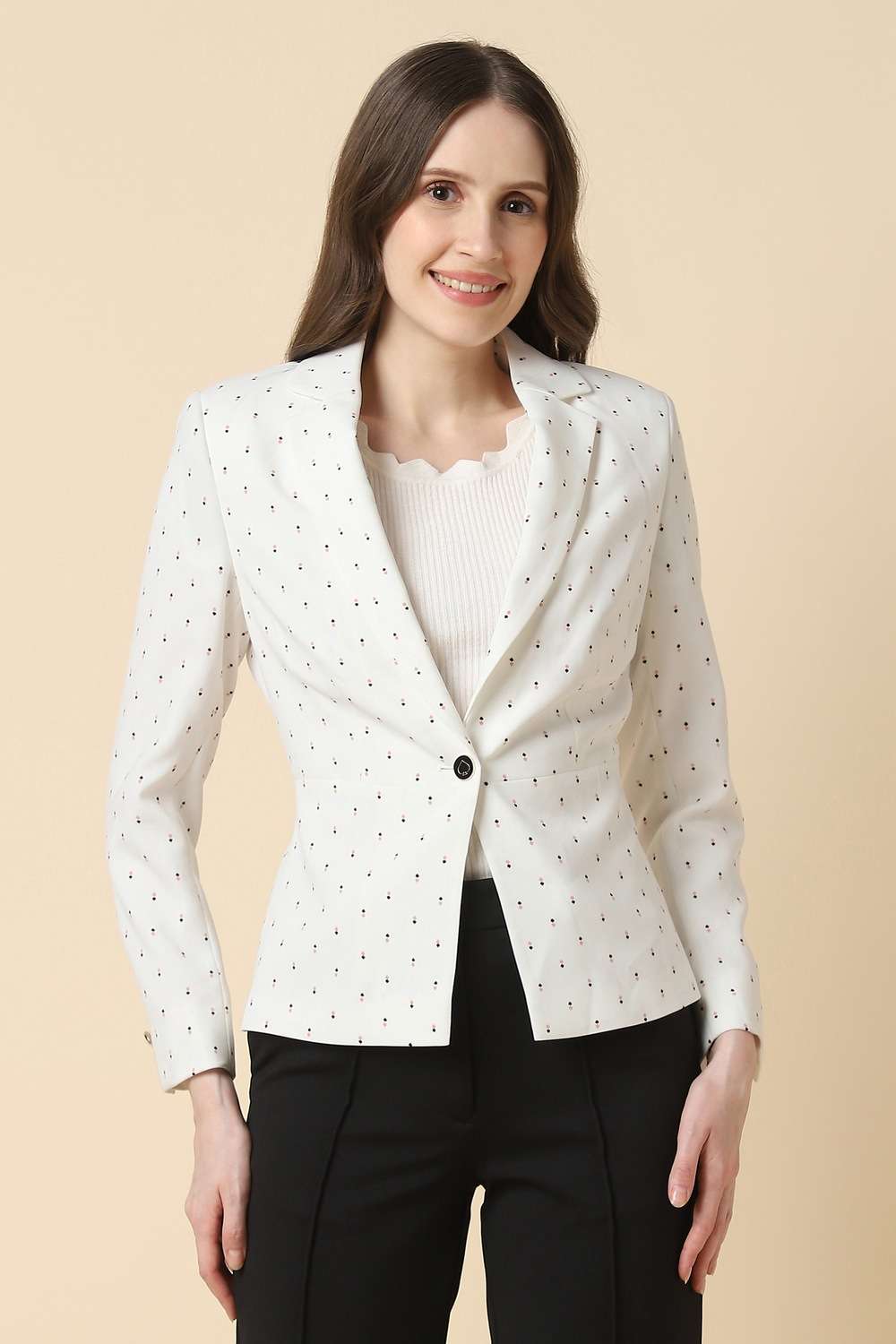 Printed-Blended-Fabric-Regular-Fit-Women-s-Blazer