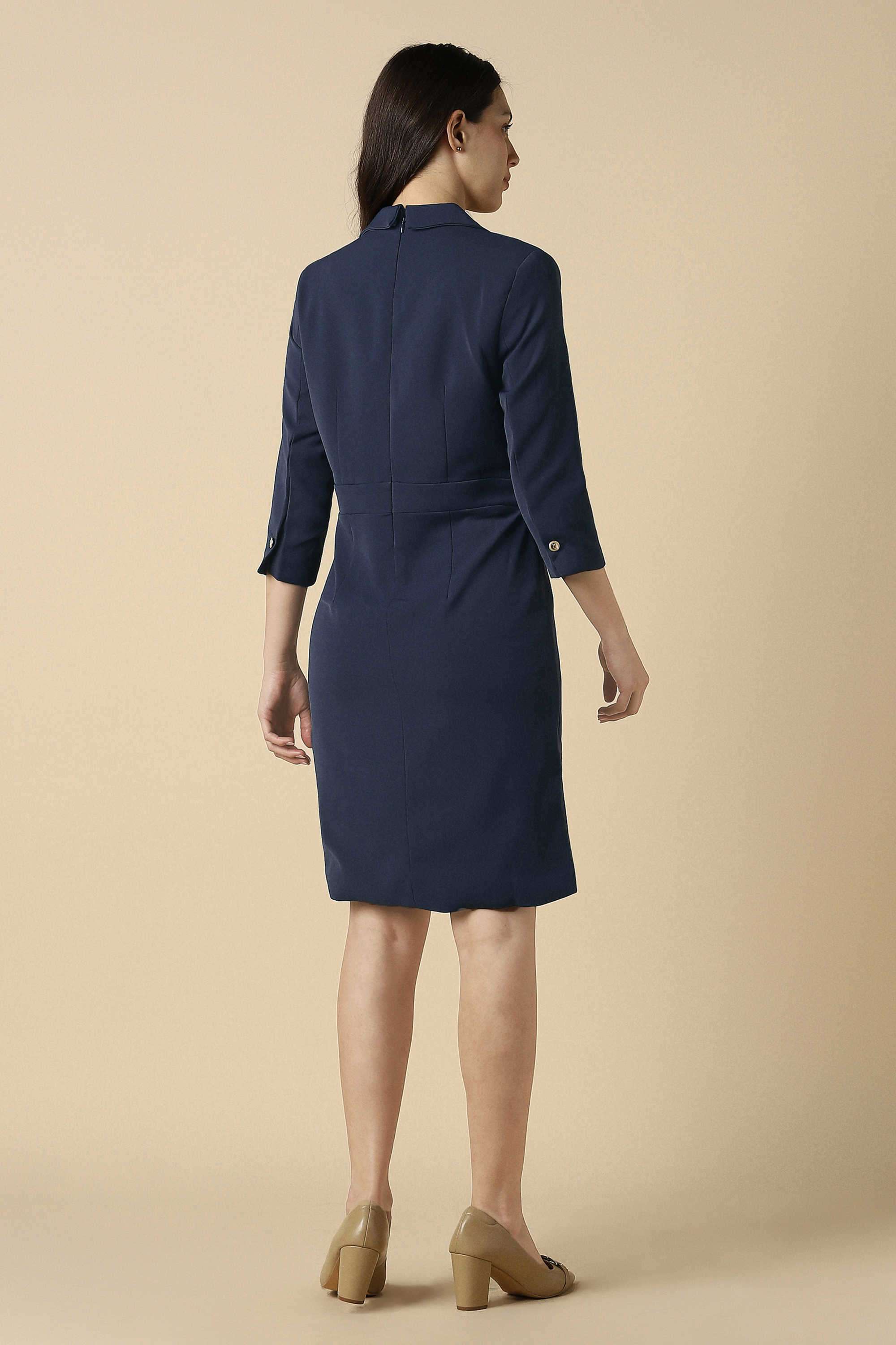 Solid-Polyester-Women-s-Dress