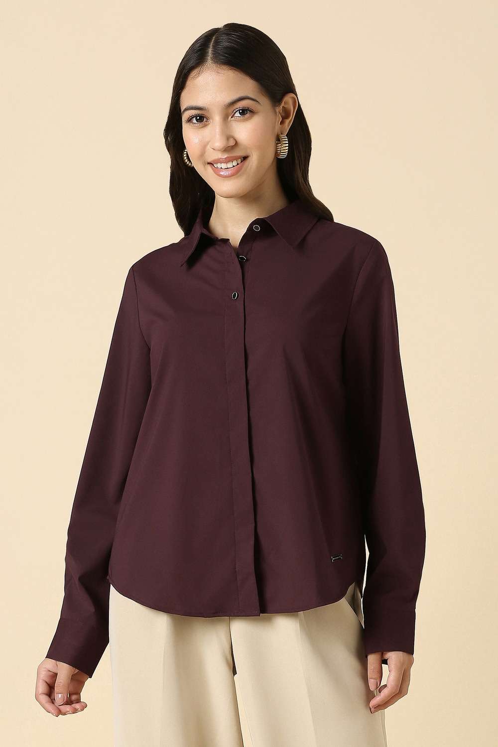 Blended-Fabric-Solid-Regular-Fit-Shirt