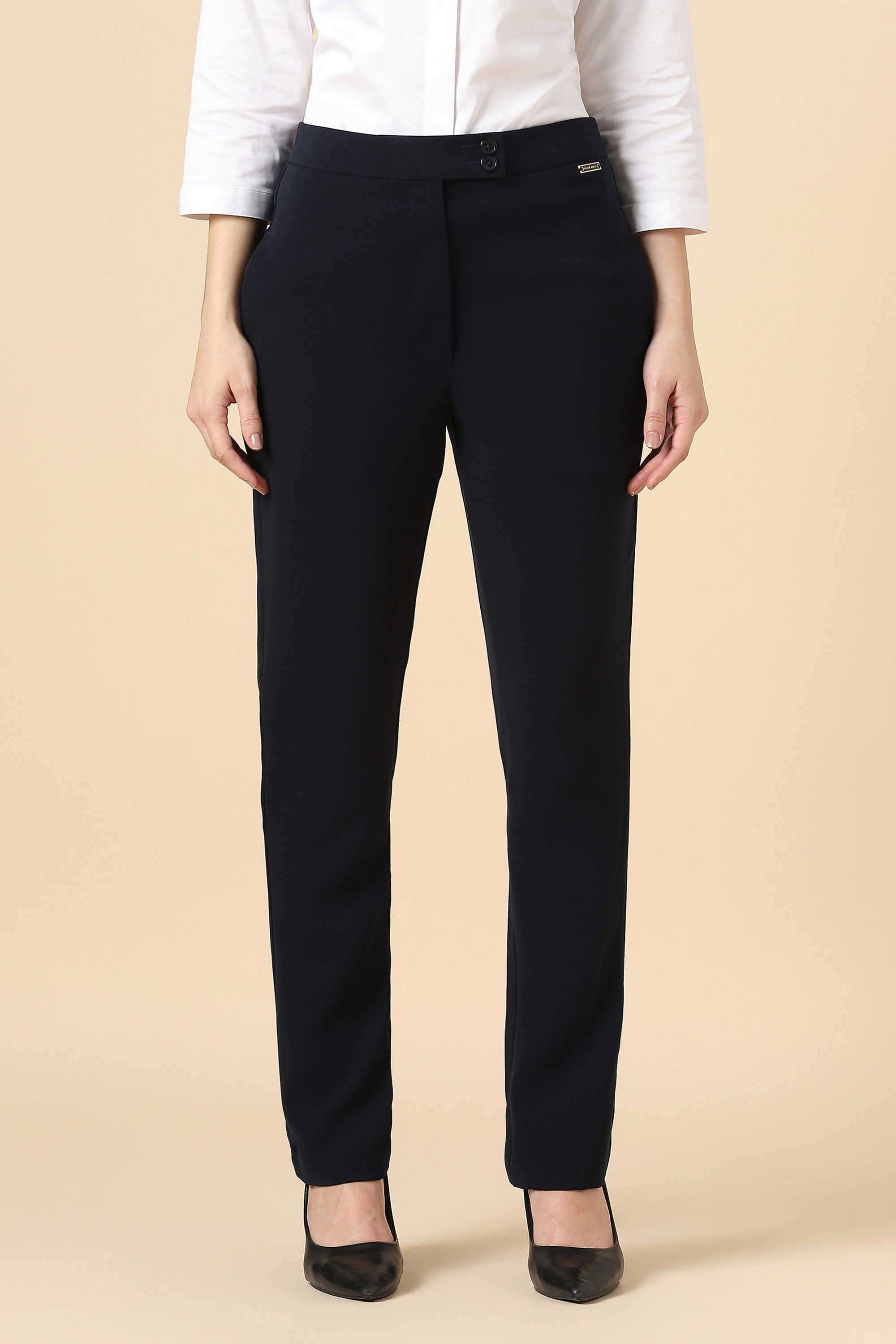 Solid-Regular-Fit-Polyester-Women-s-Casual-Wear-Trousers