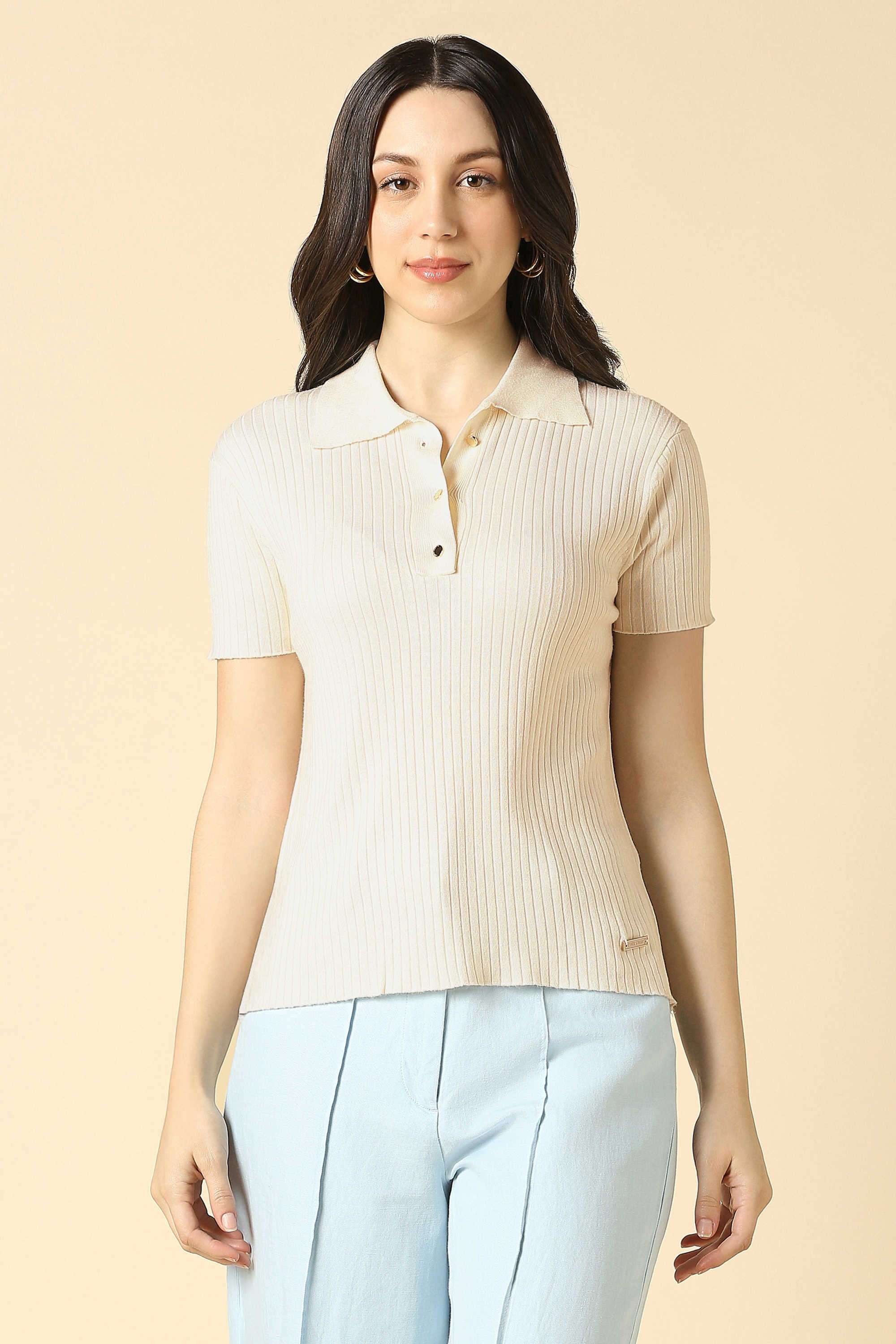 Solid-Viscose-Women-s-Casual-Wear-Top