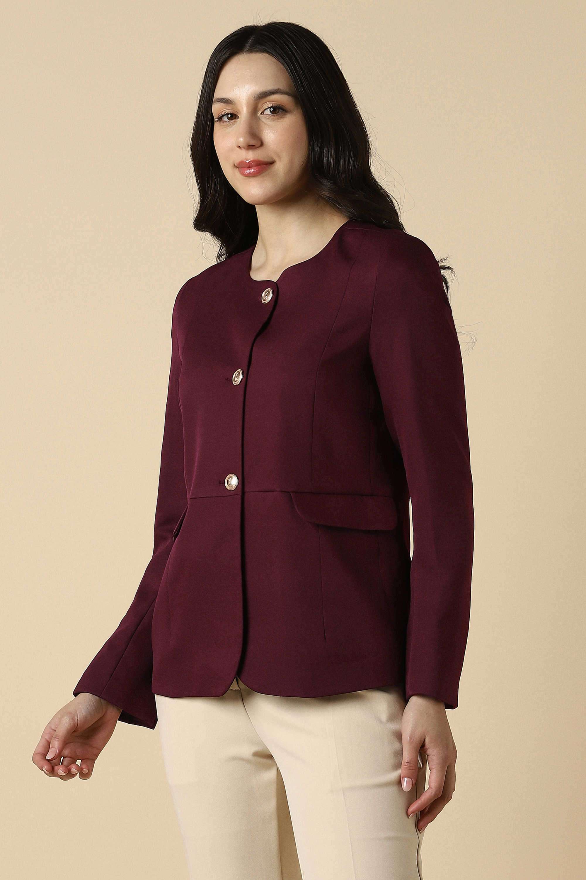 Checks-Polyester-Women-s-Casual-Wear-Blazer