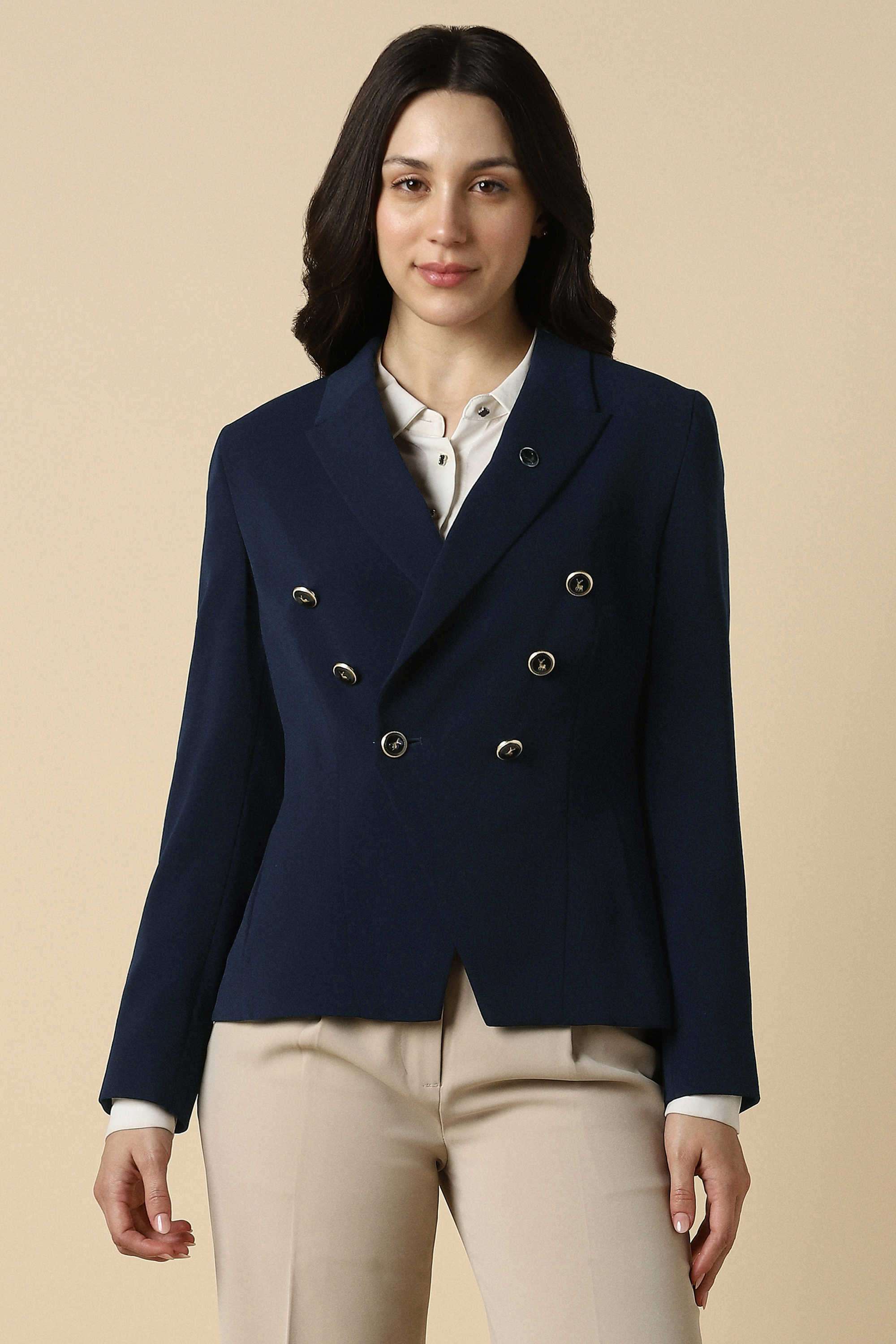 Solid-Polyester-Women-s-Casual-Wear-Blazer