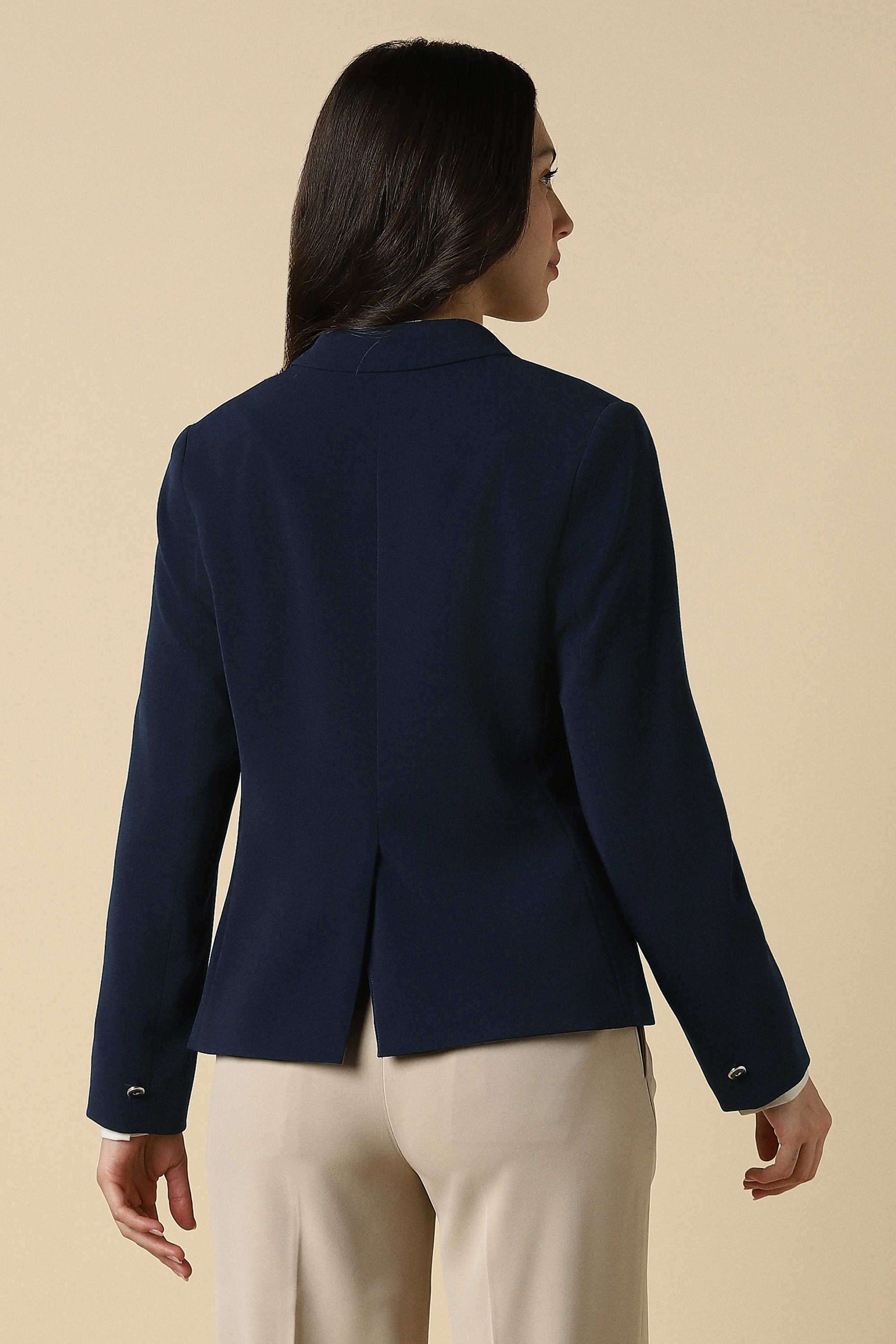 Solid-Polyester-Women-s-Casual-Wear-Blazer