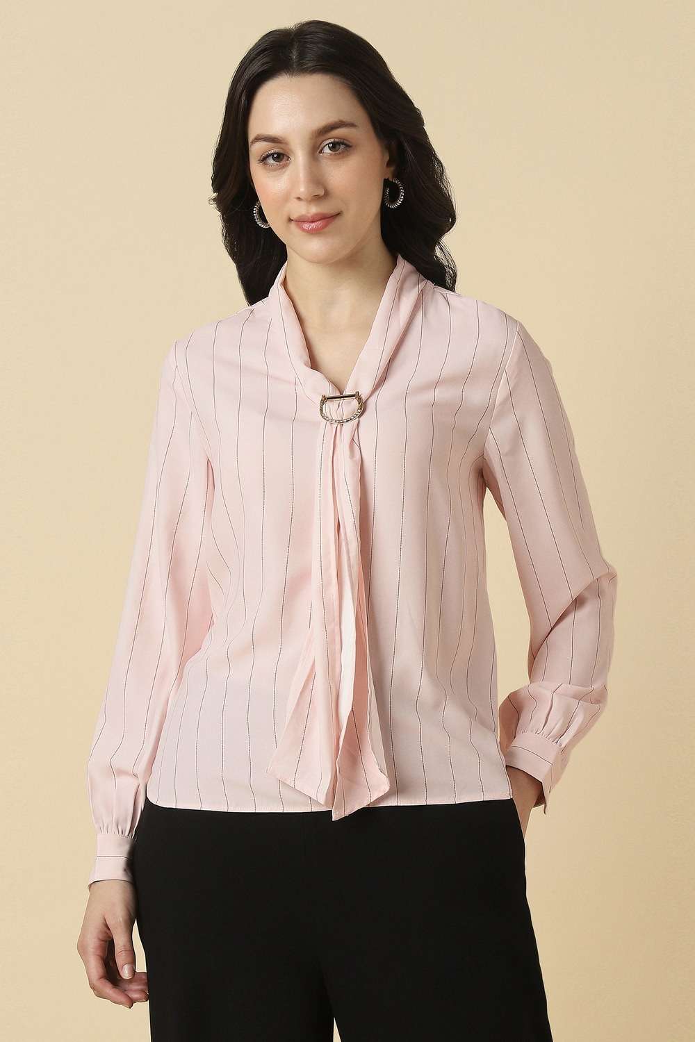 Polyester-Stripes-Regular-Fit-Top