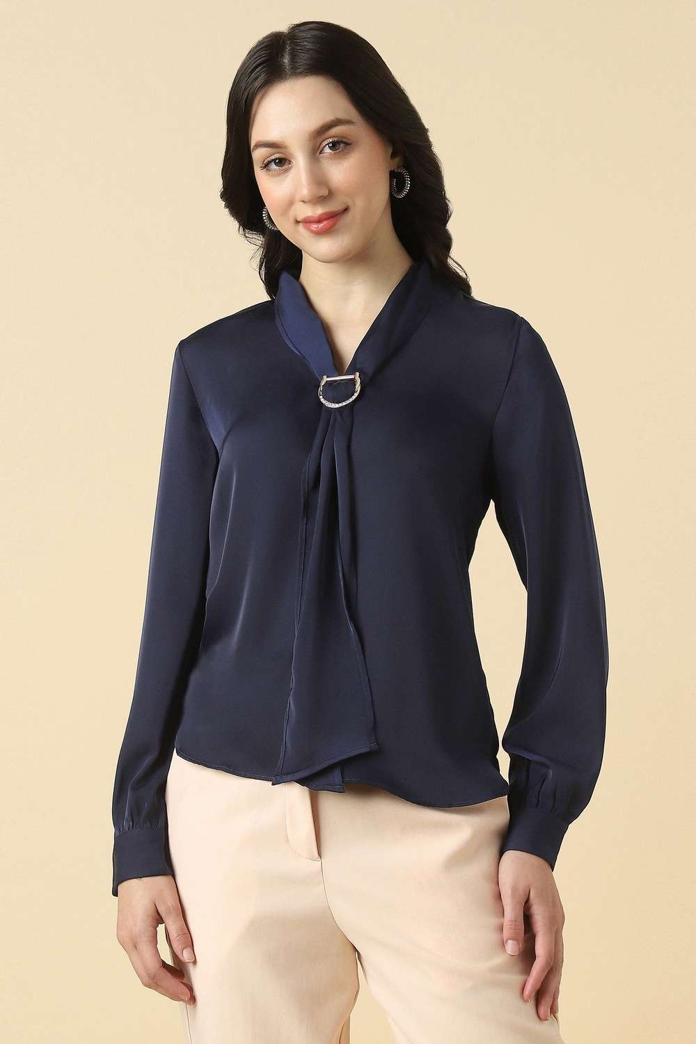 Polyester-Solid-Regular-Fit-Top