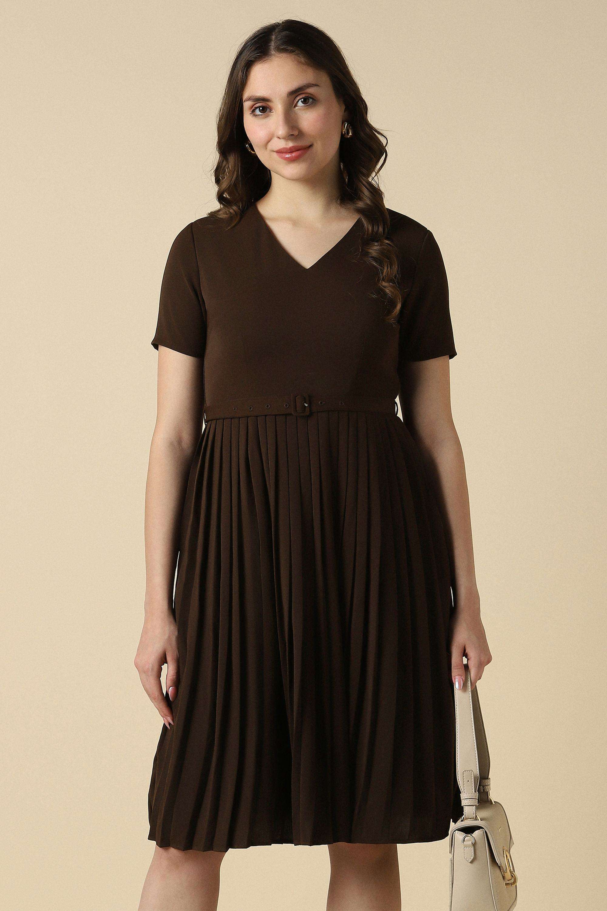 Solid-Polyester-Women-Dress