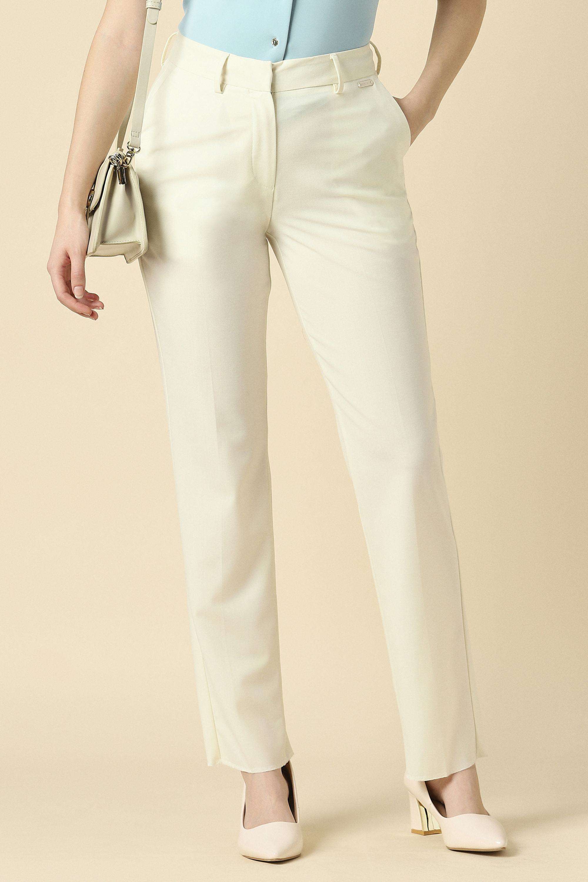 Solid-Relaxed-Fit-Wool-Women-s-Formal-Wear-Trousers