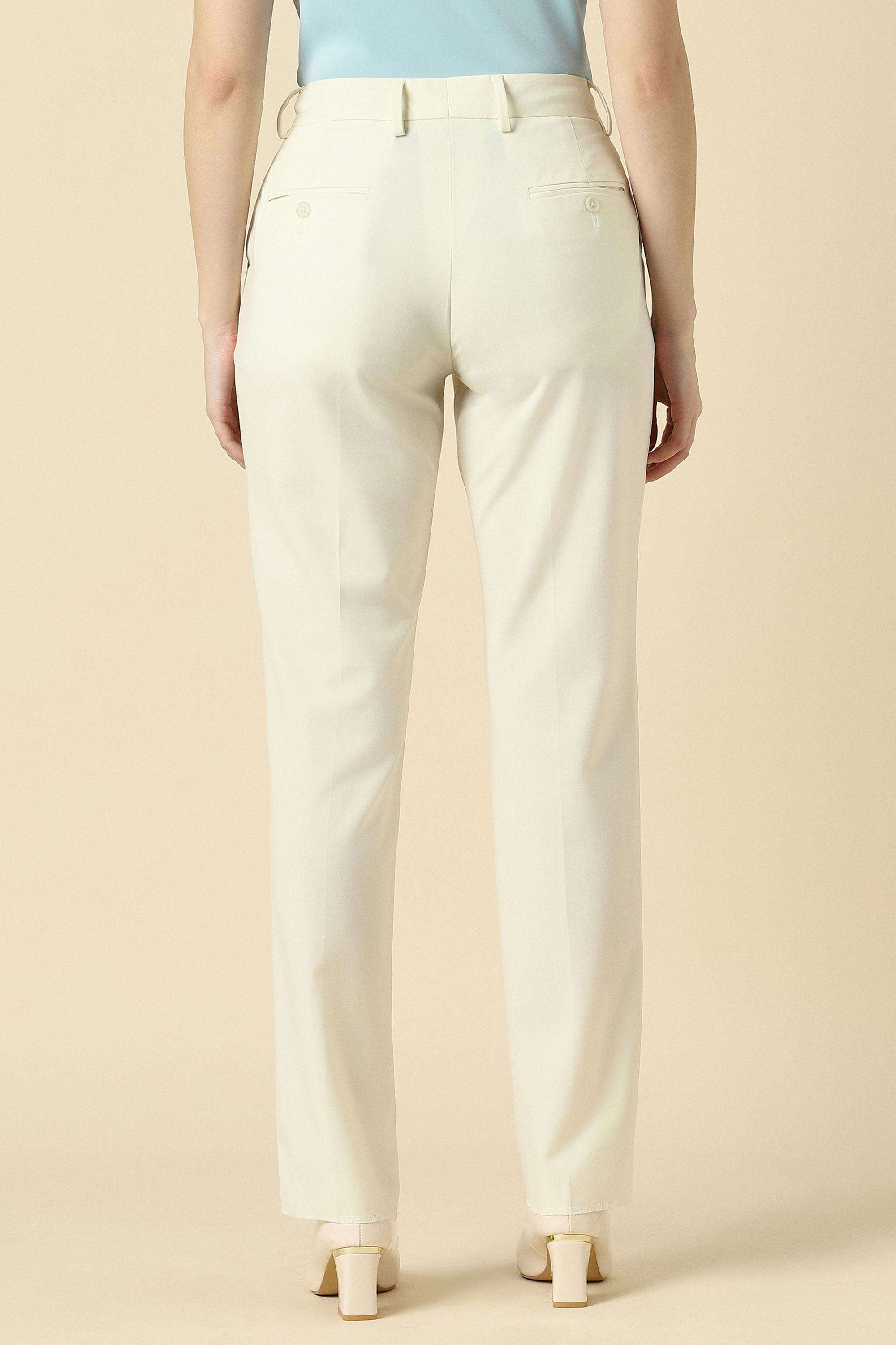 Solid-Relaxed-Fit-Wool-Women-s-Formal-Wear-Trousers