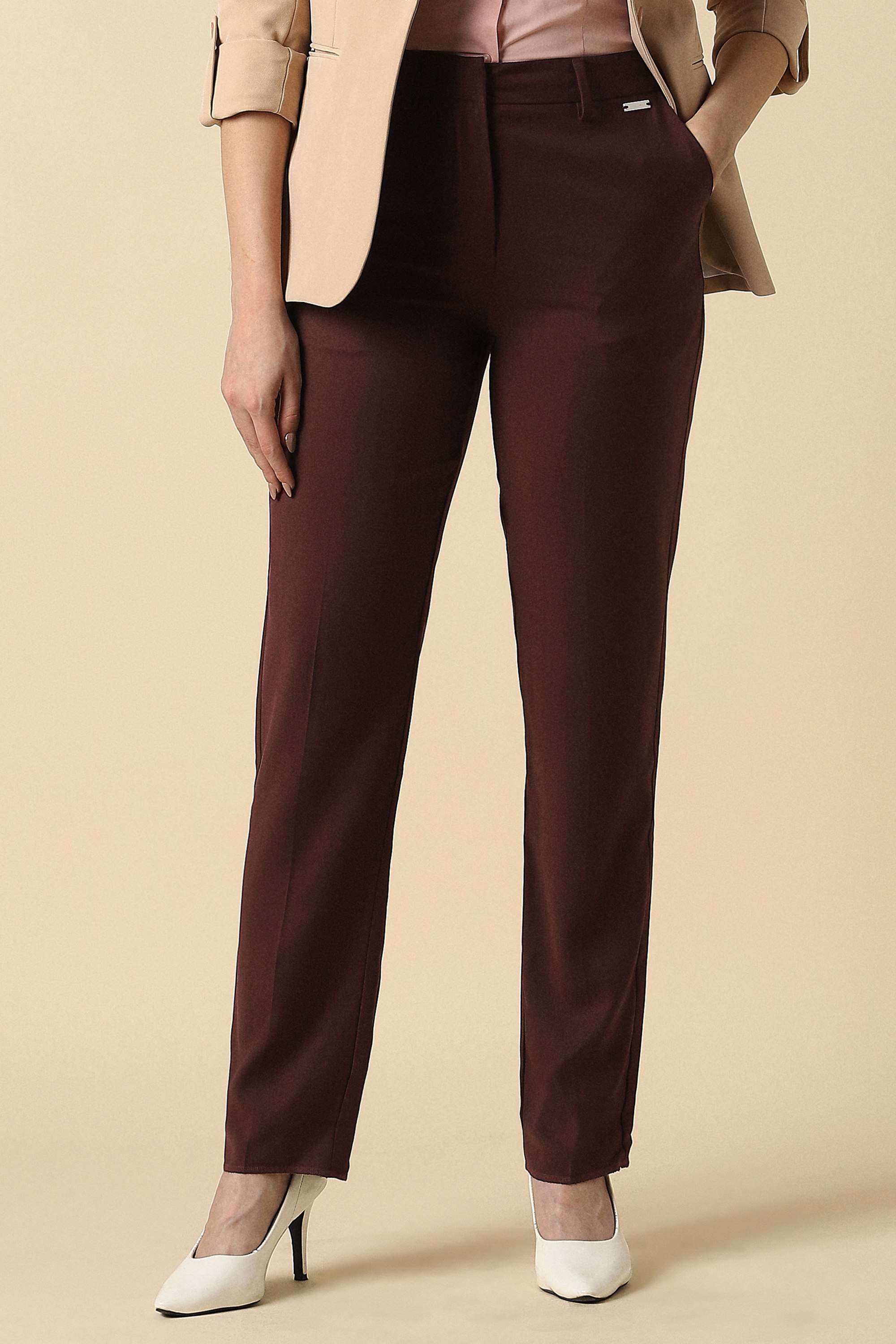 Solid-Regular-Fit-Polyester-Women-Formal-Wear-Trousers