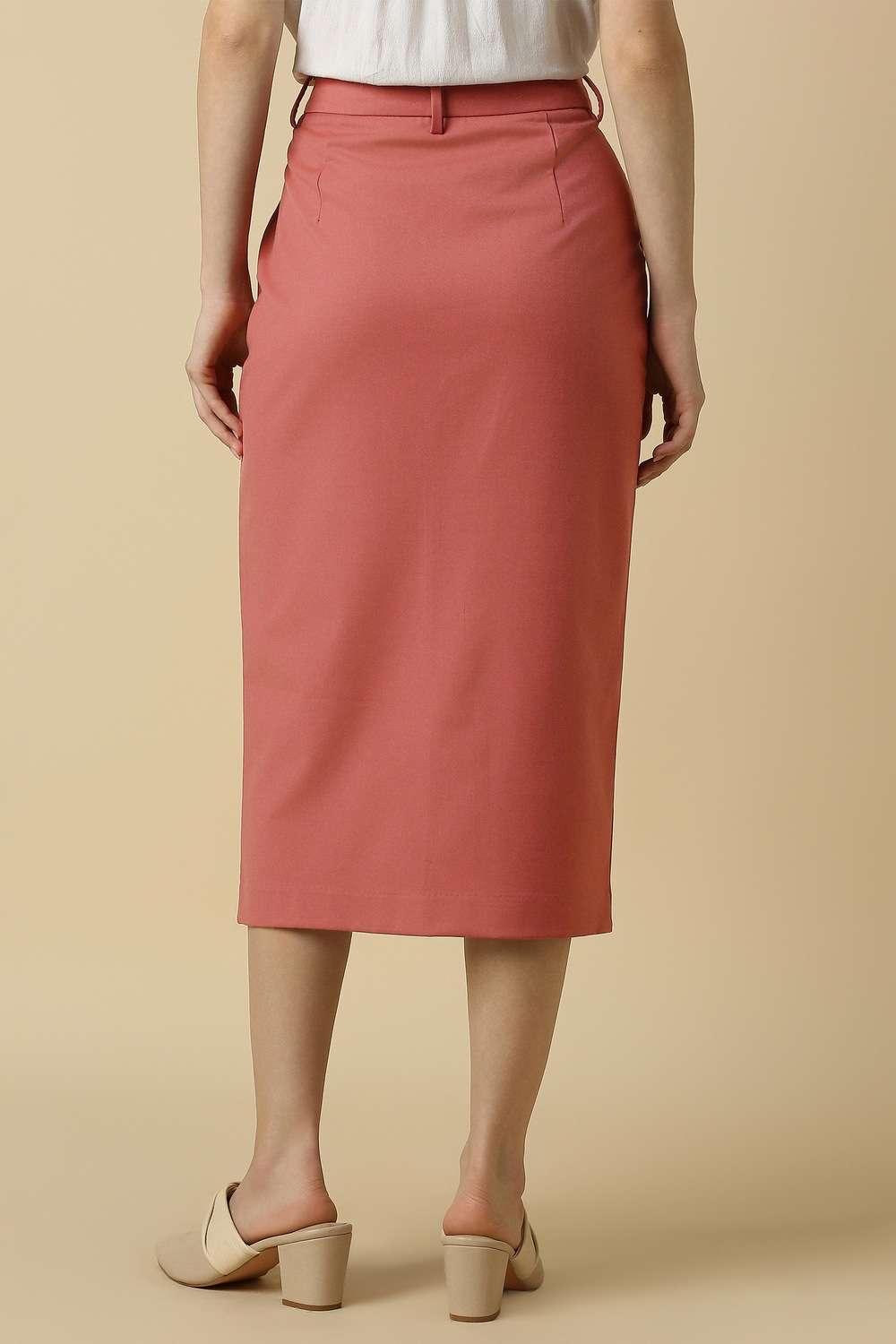 Solid-Blended-Fabric-Regular-Fit-Women-s-Skirt