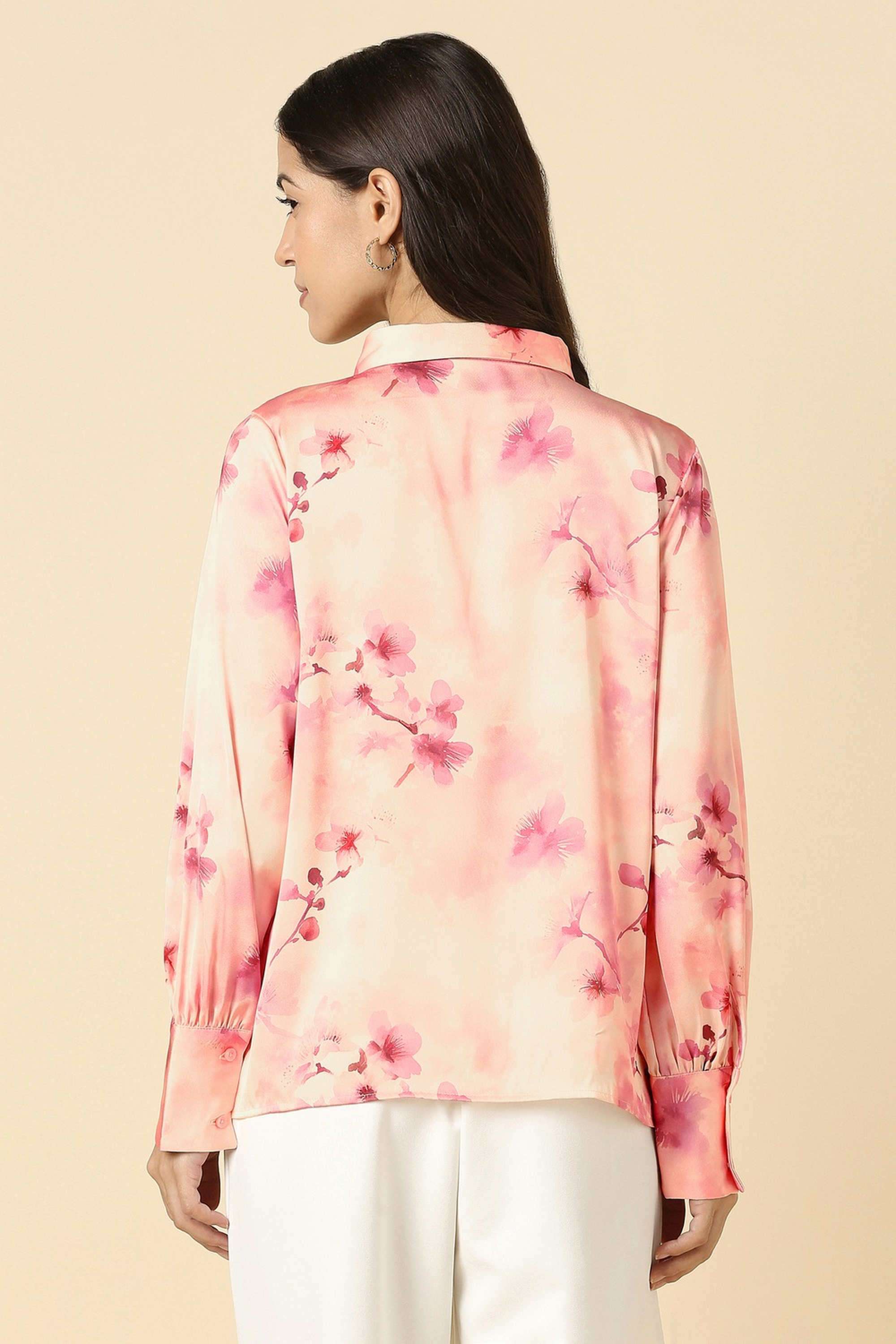 Printed-Round-Neck-Polyester-Women-s-Casual-Wear-Shirt