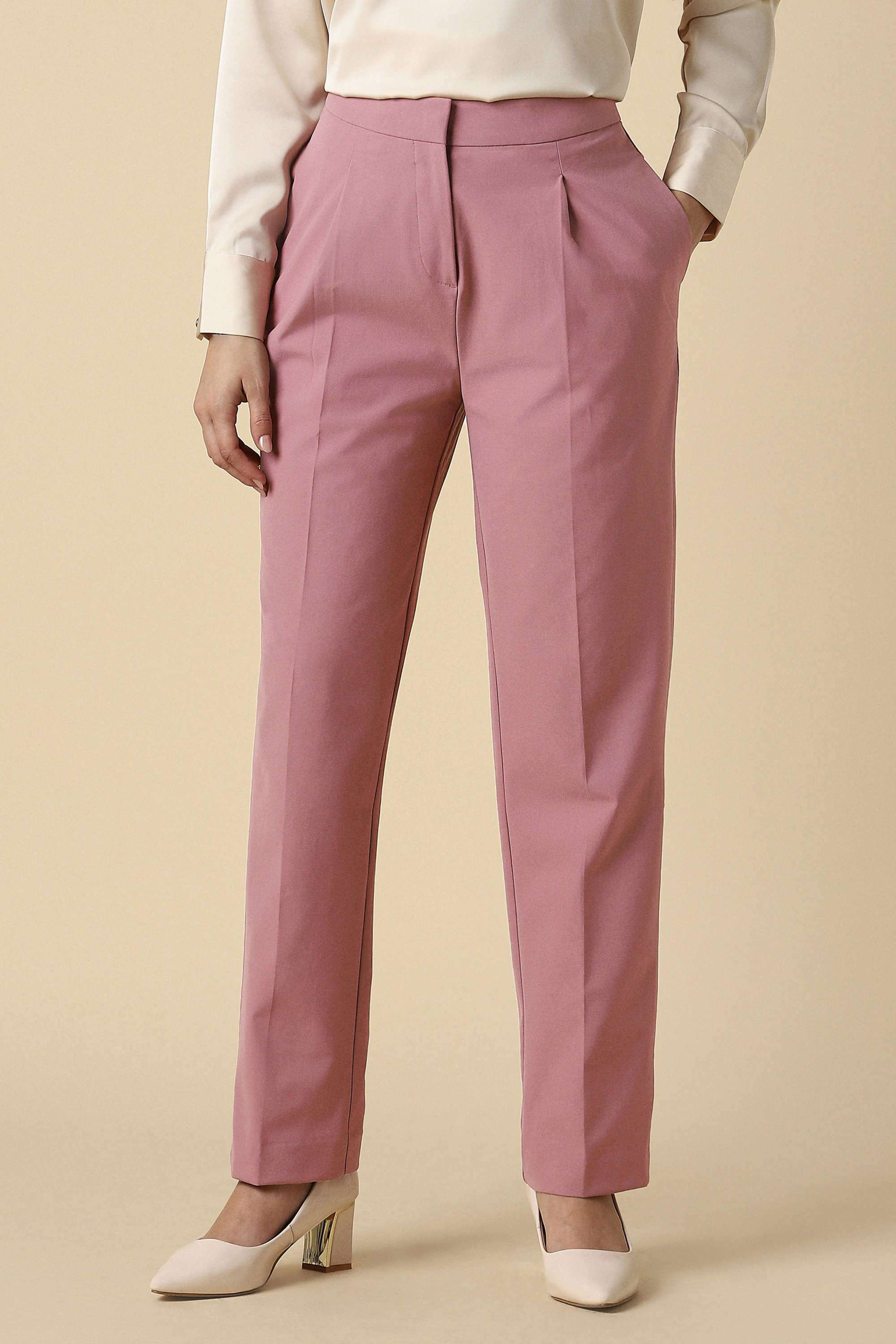 Solid-Regular-Fit-Polyester-Women-Formal-Wear-Trousers