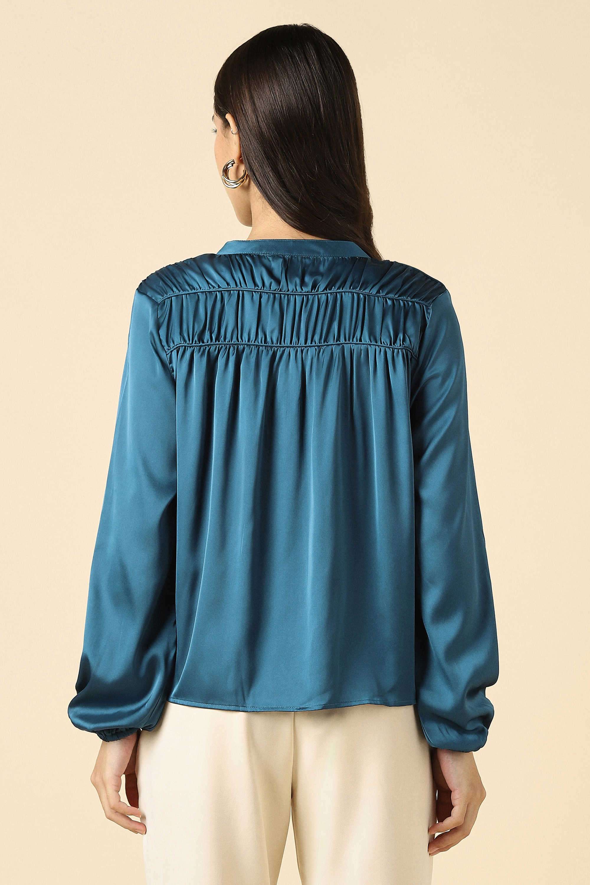 Solid-Polyester-Women-s-Formal-Wear-Top