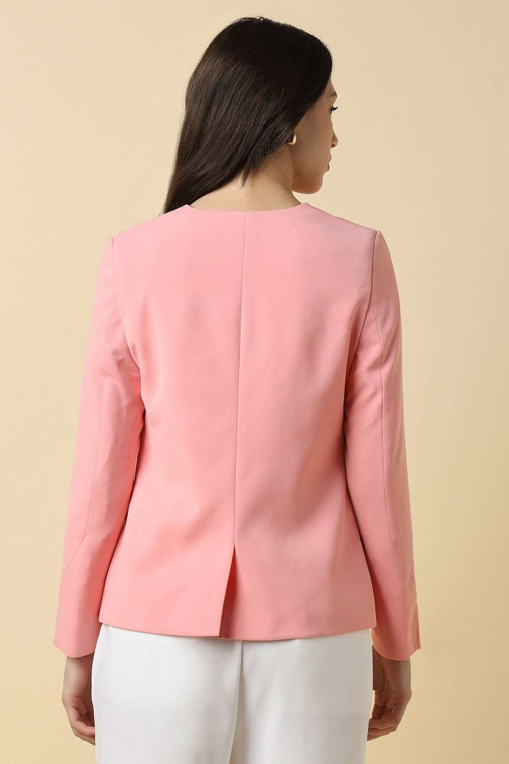 Solid-Blended-Fabric-Regular-Fit-Women-s-Blazer