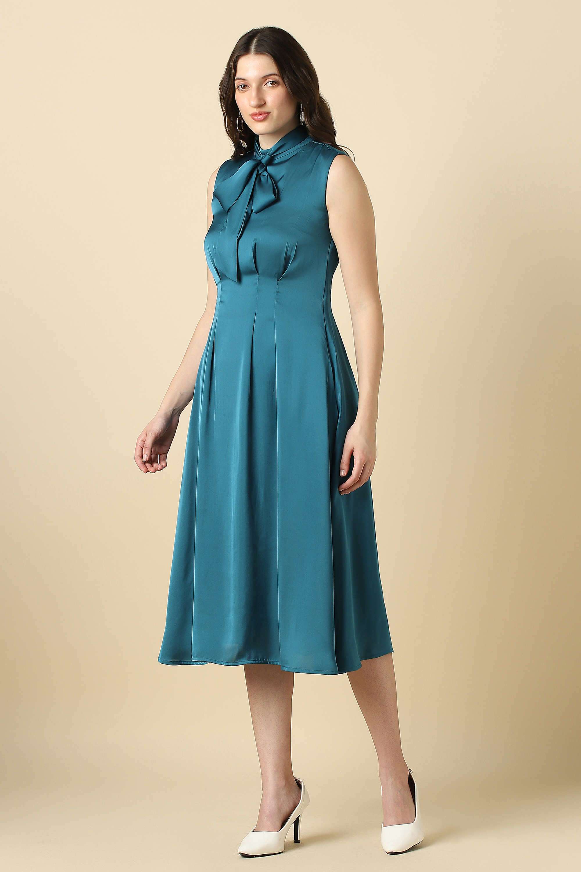 Solid-Polyester-Women-Dress