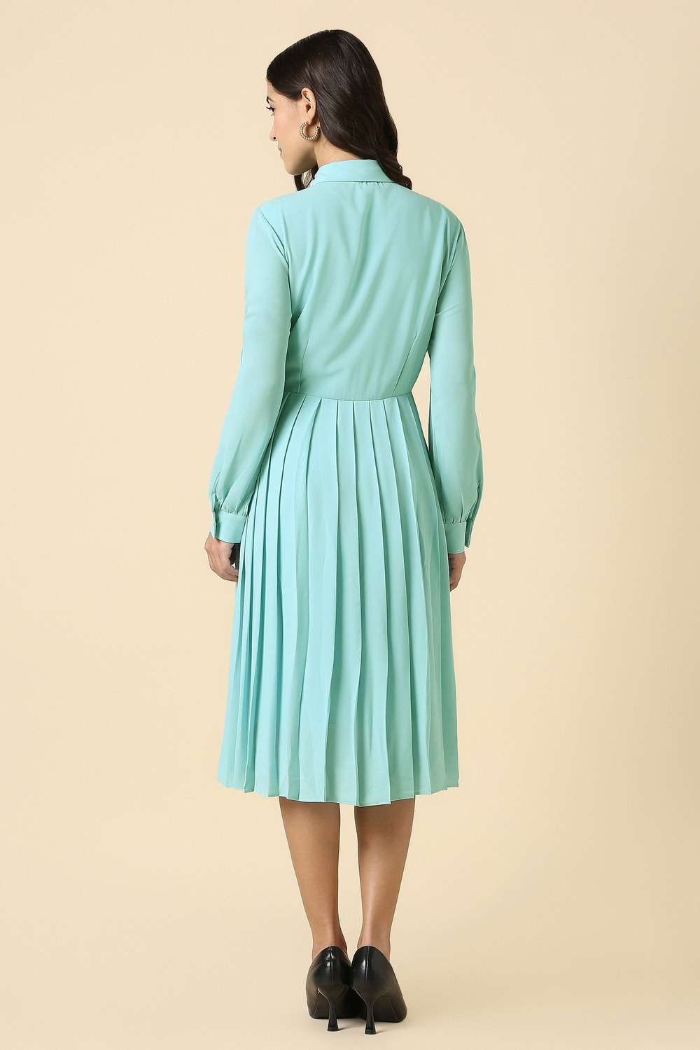 Solid-Polyester-Women-Dress