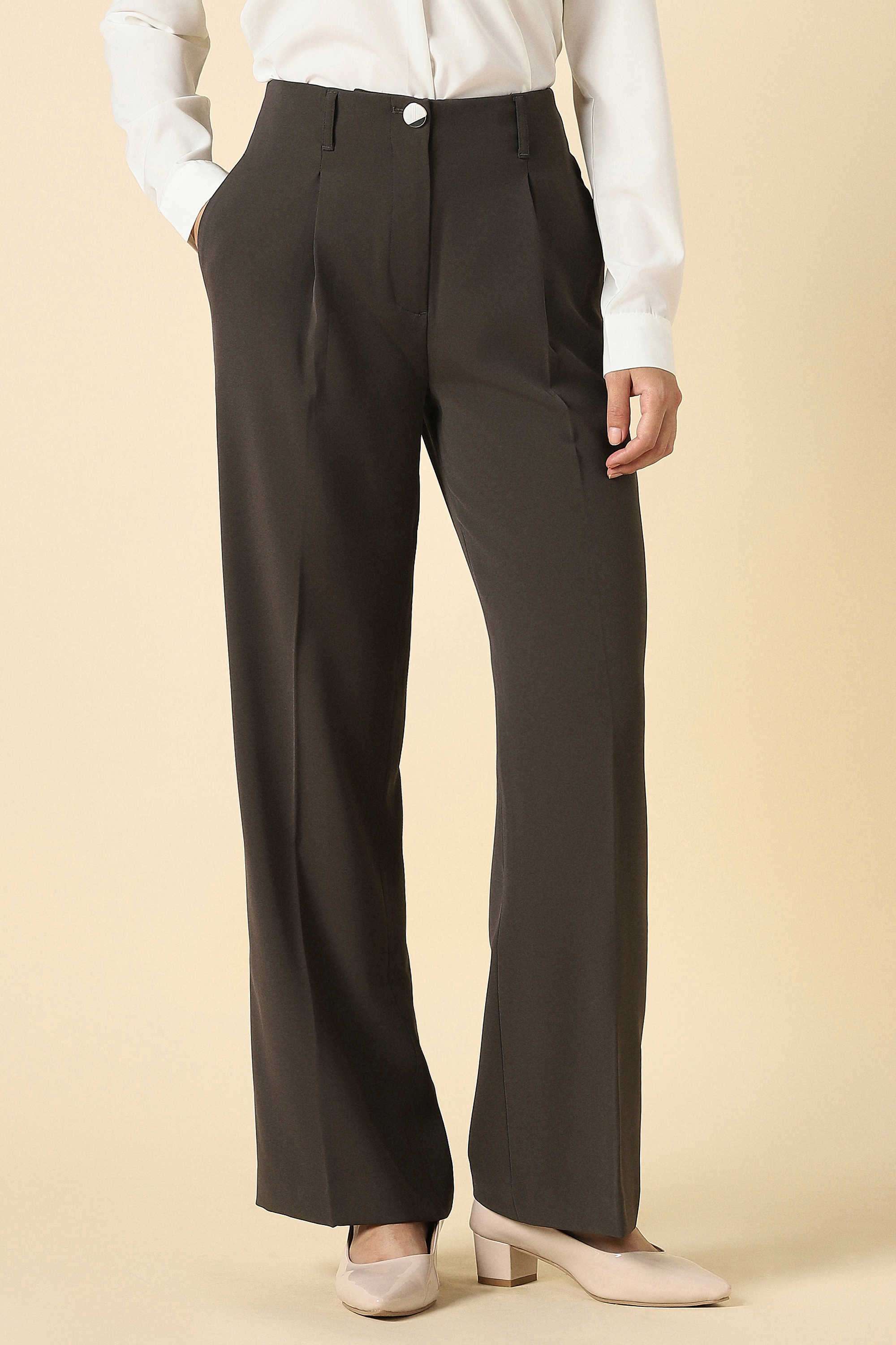 Solid-Regular-Fit-Polyester-Women-s-Formal-Wear-Trousers