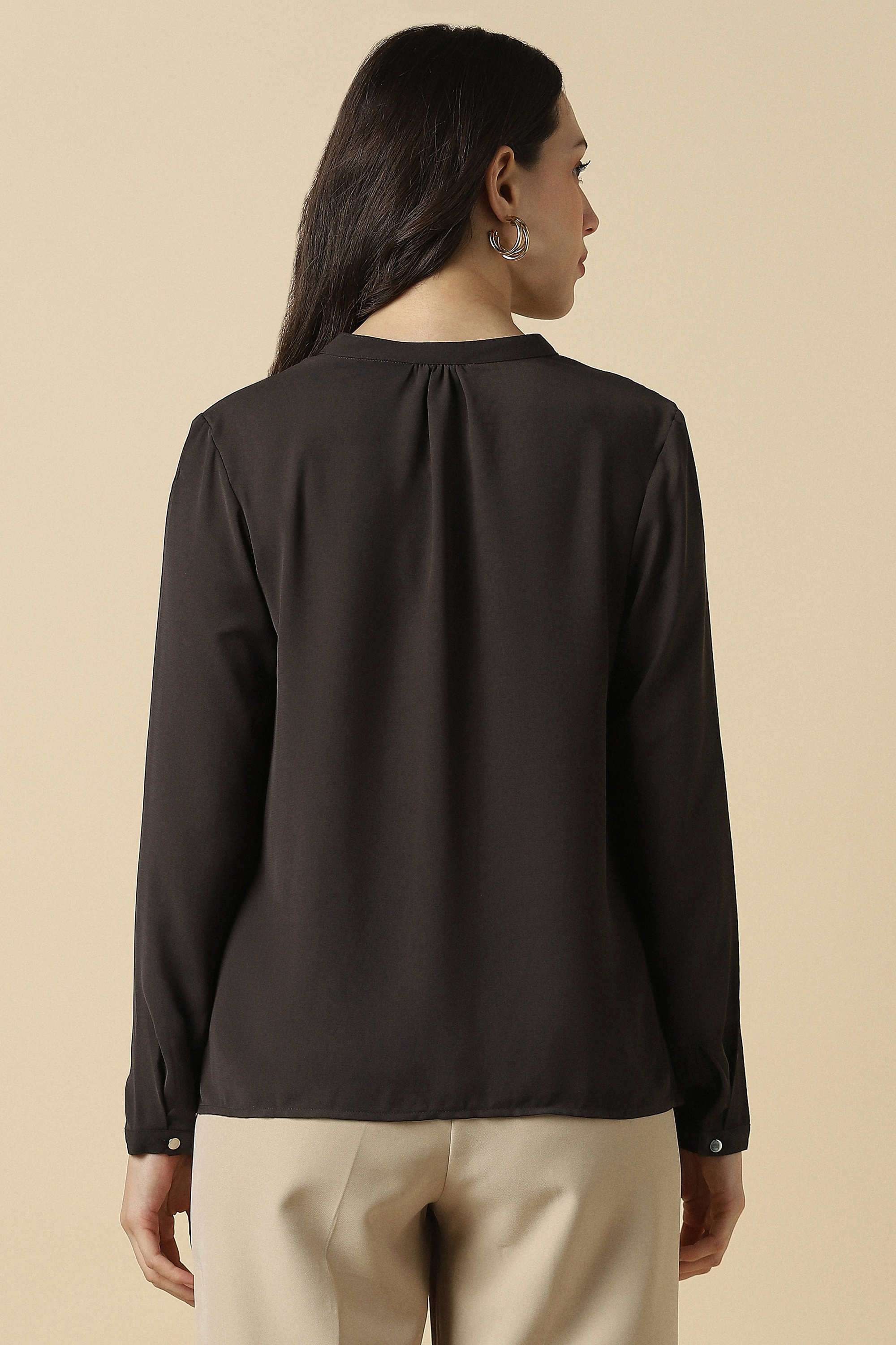 Solid-Polyester-Women-Top