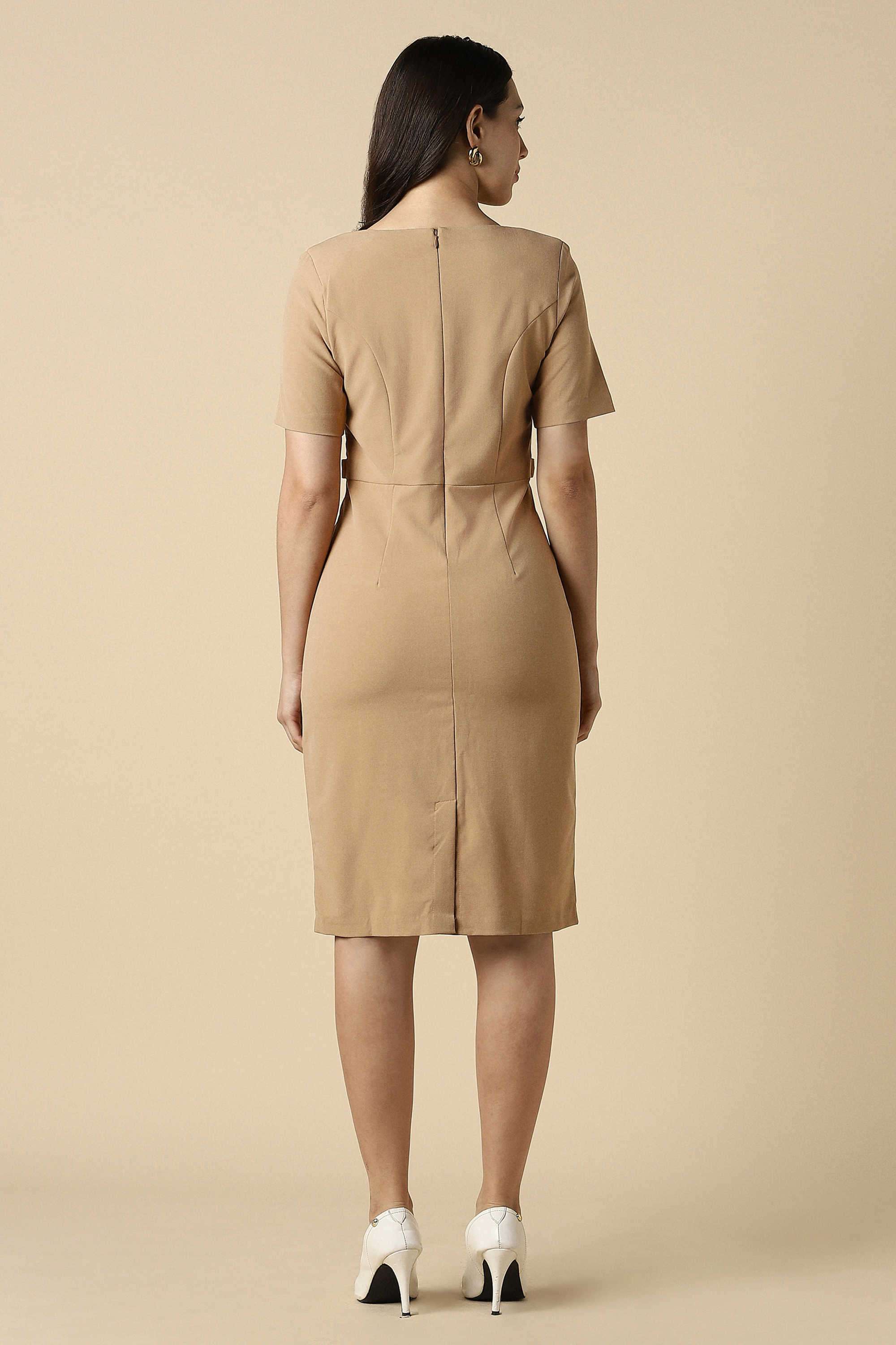 Solid-Polyester-Women-s-Dress