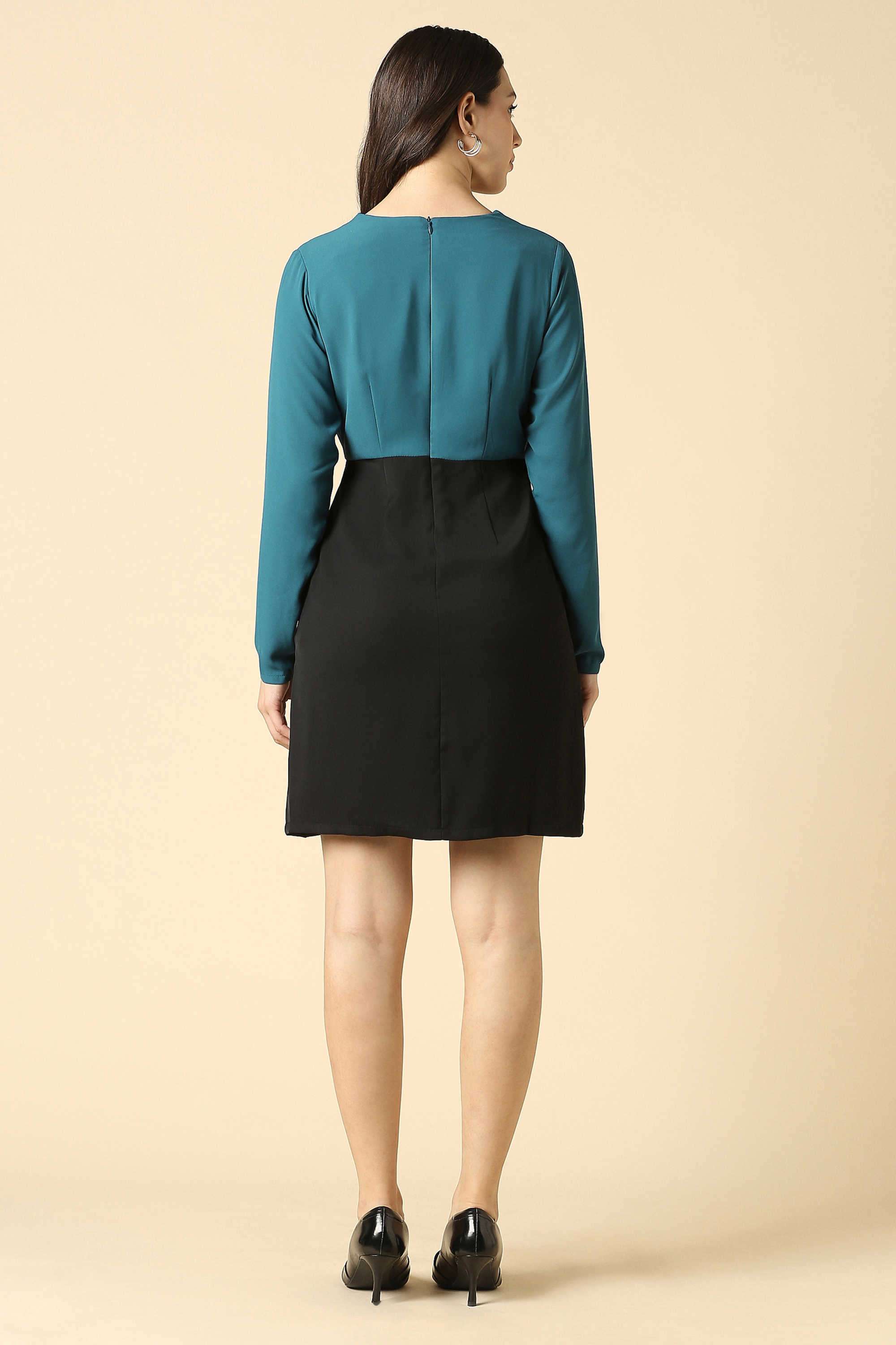 Solid-Polyester-Women-s-Dress