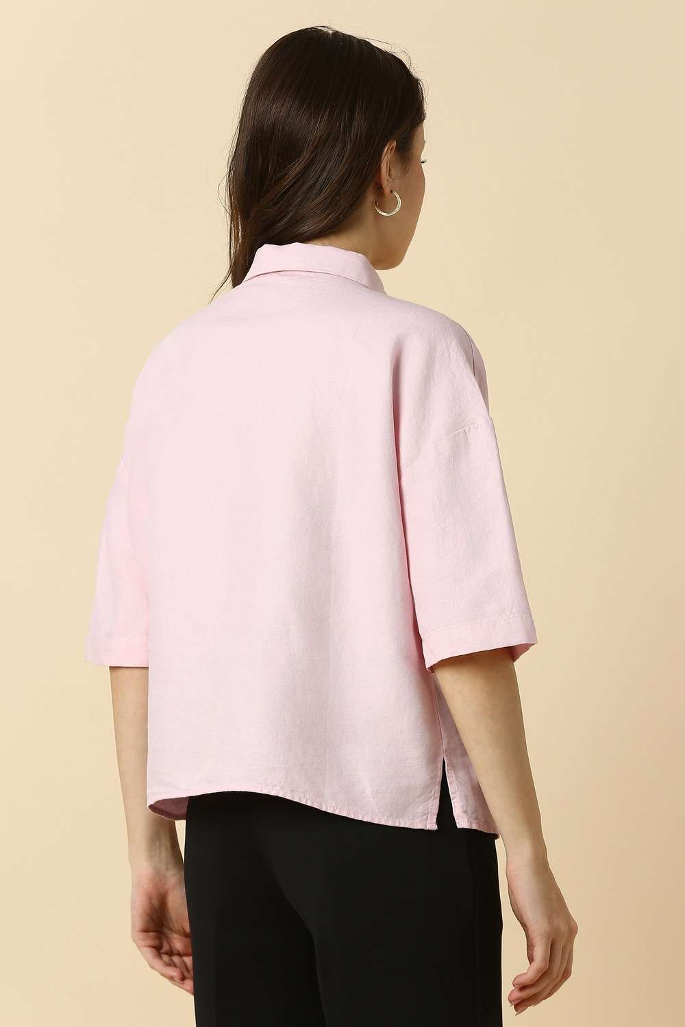 Solid-Blended-Fabric-Regular-Fit-Women-s-Shirt