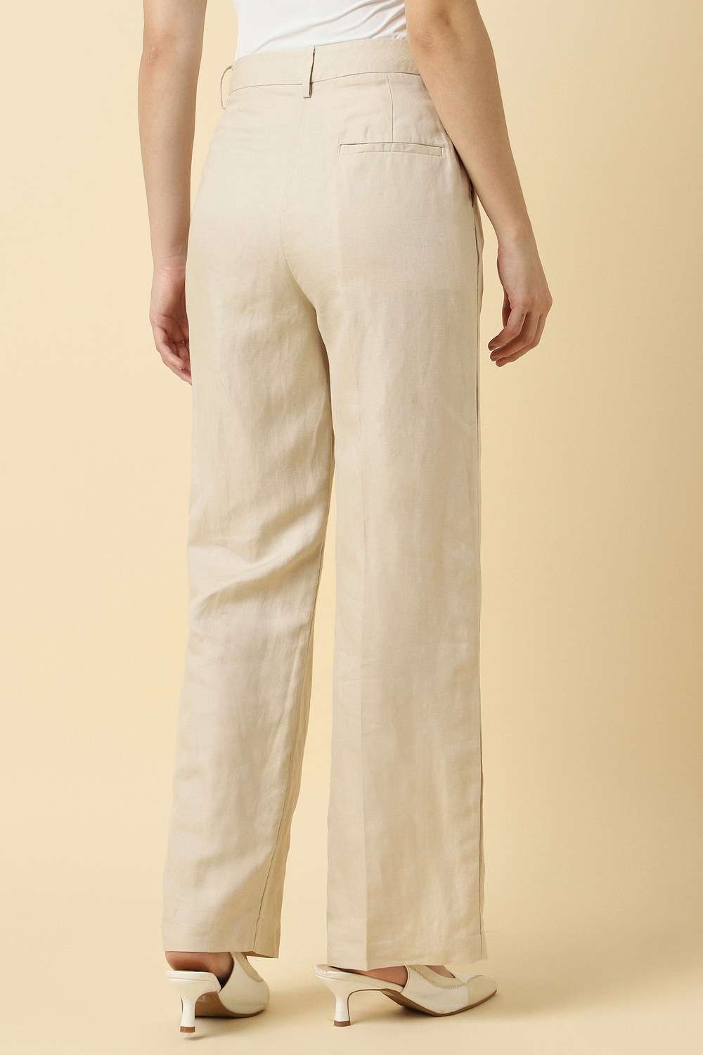 Solid-Blended-Fabric-Relaxed-Fit-Women-s-Trousers