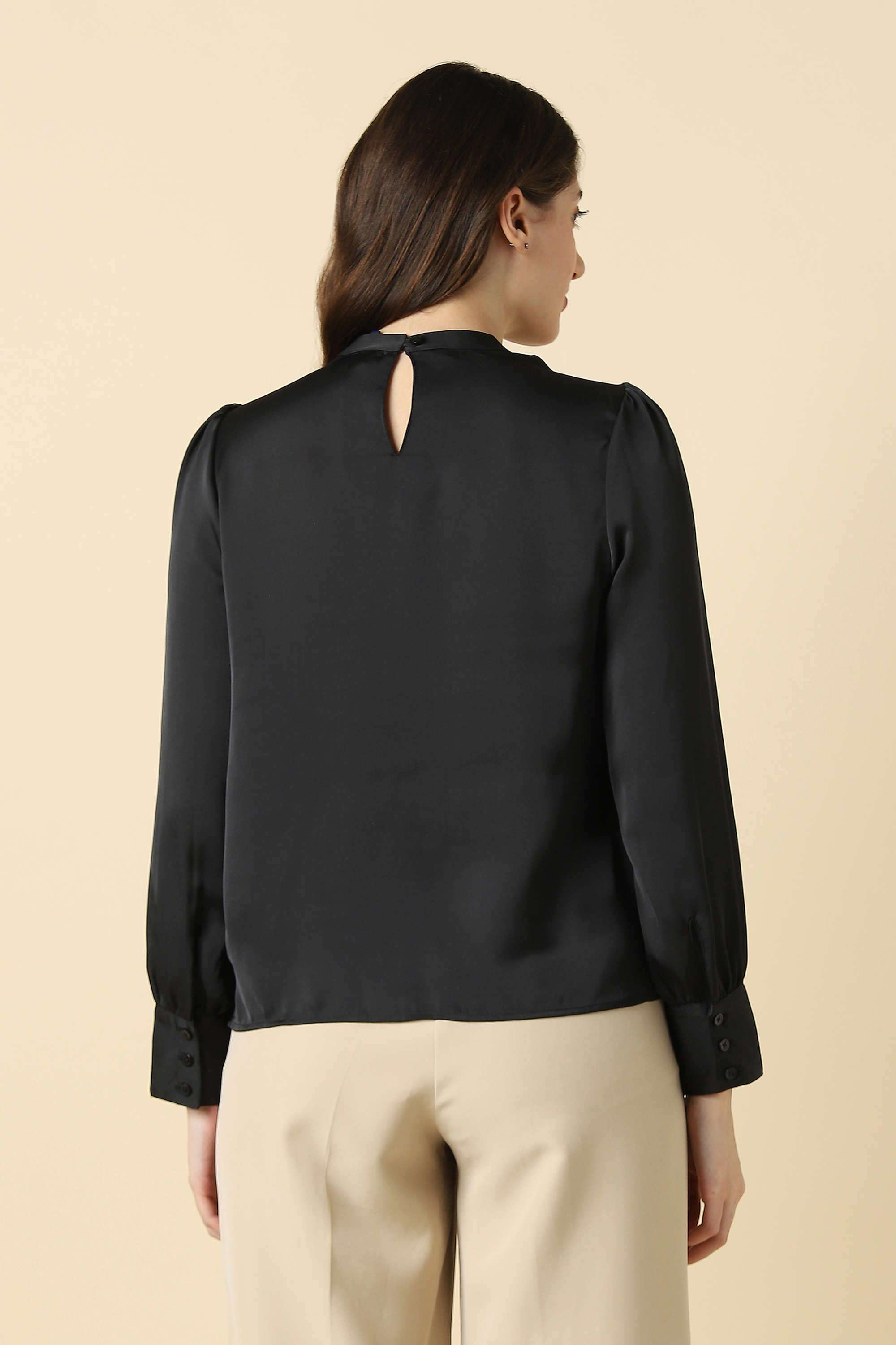 Solid-Polyester-Women-Top