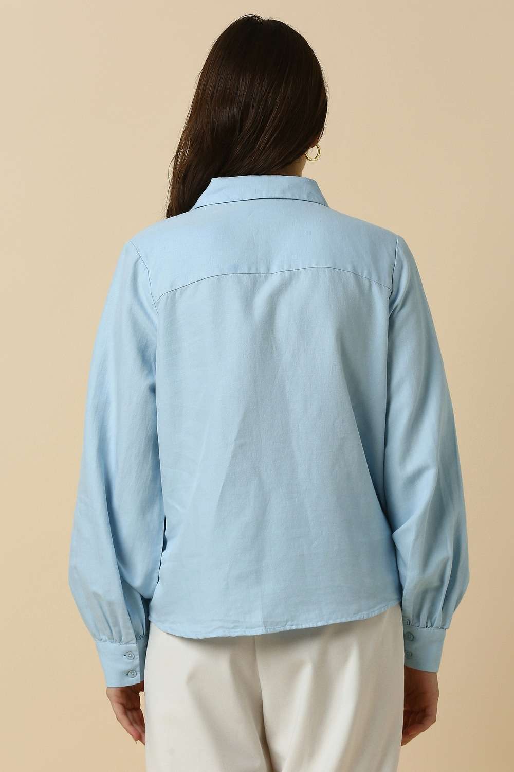 Solid-Blended-Fabric-Regular-Fit-Women-s-Shirt