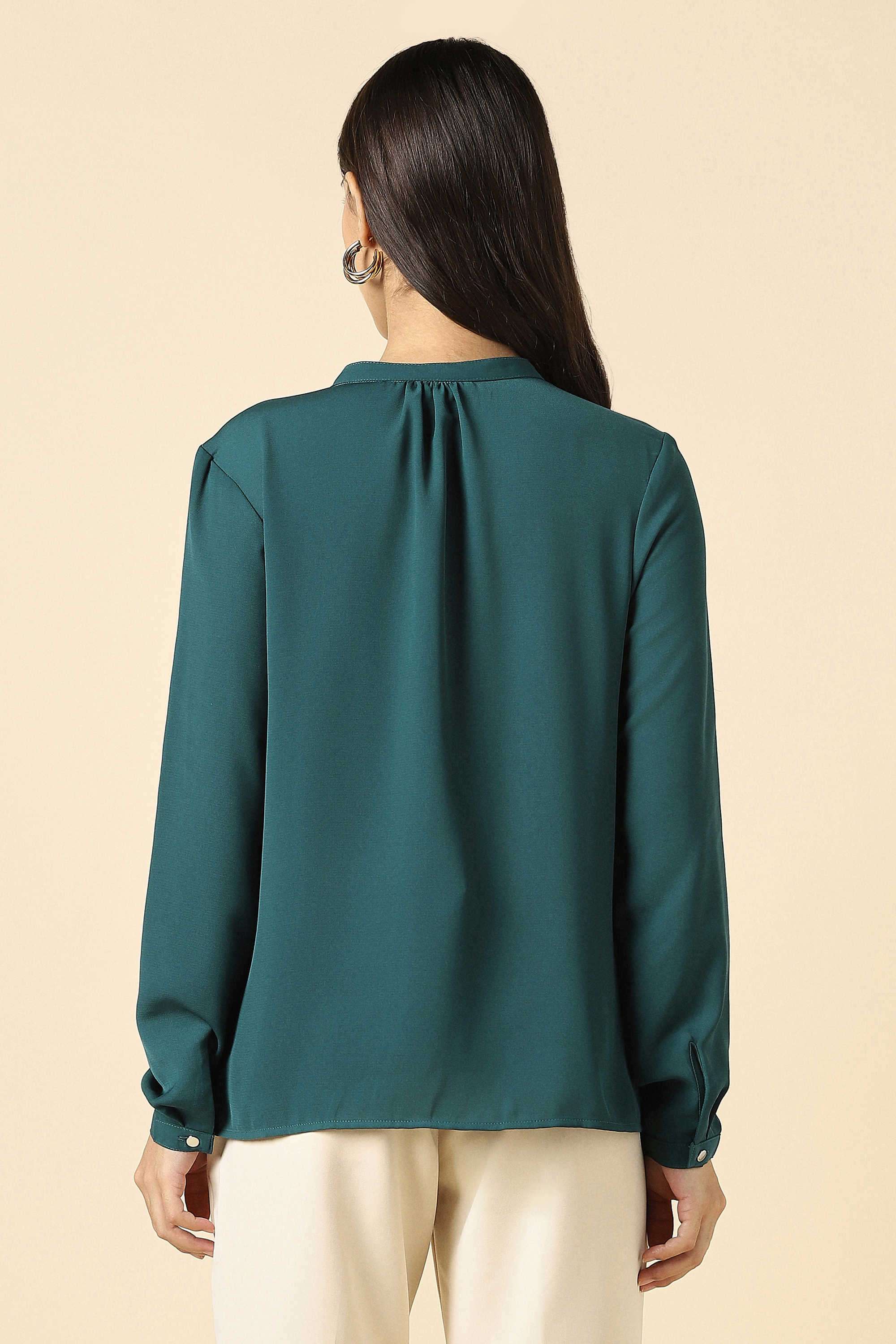 Solid-Polyester-Women-s-Formal-Wear-Top