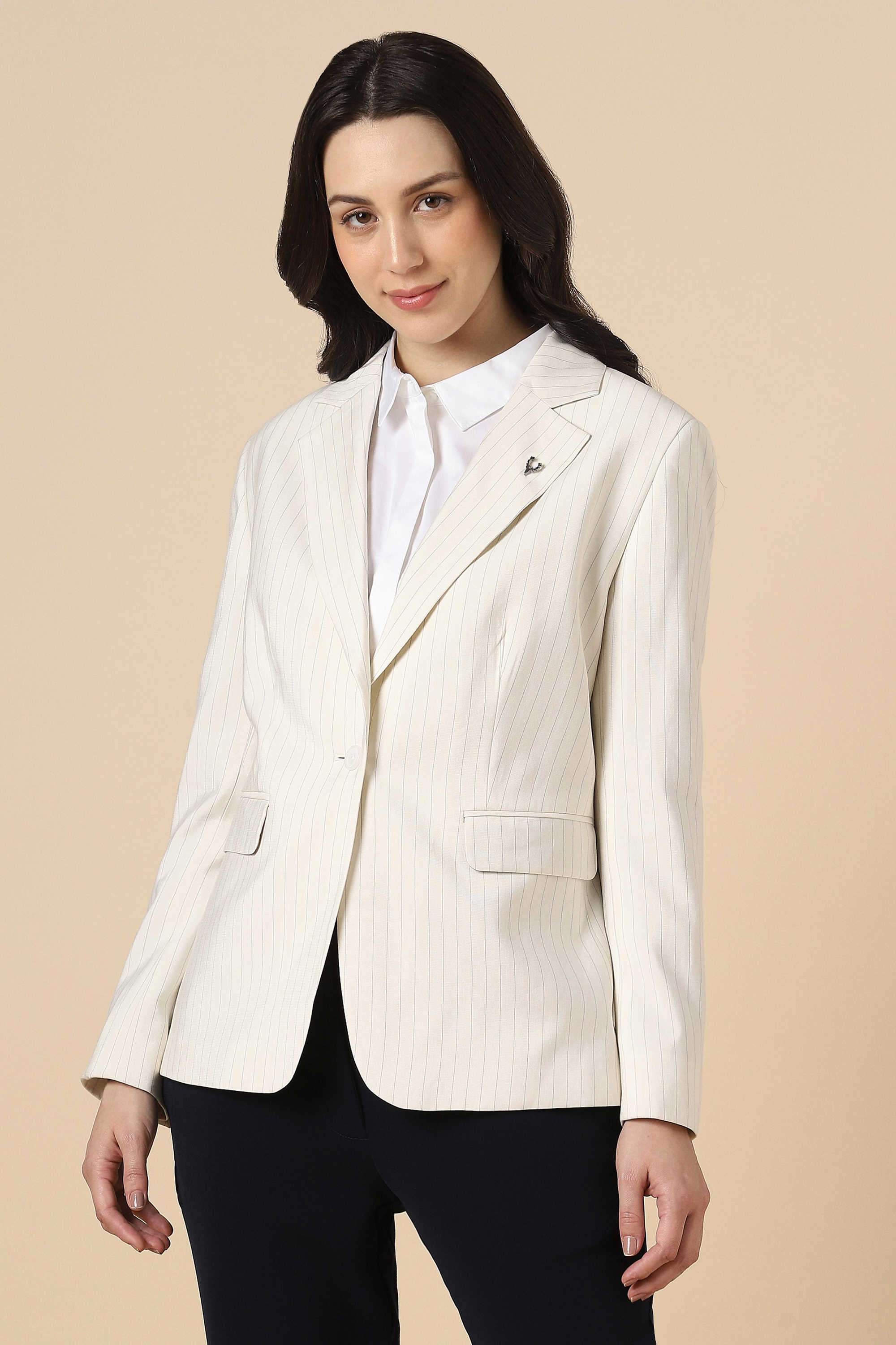 Stripes-Lyocell-Women-s-Formal-Wear-Blazer