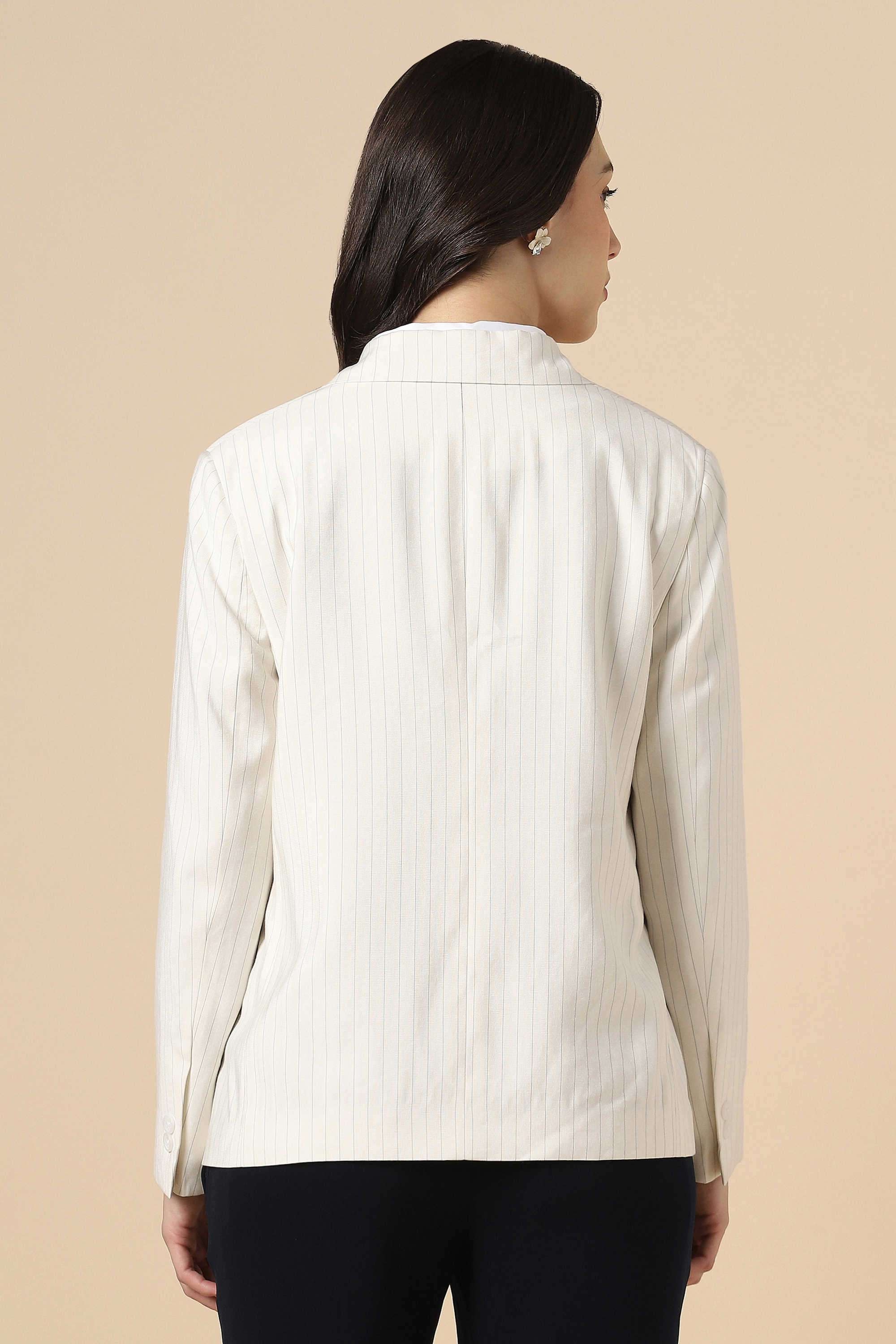 Stripes-Lyocell-Women-s-Formal-Wear-Blazer