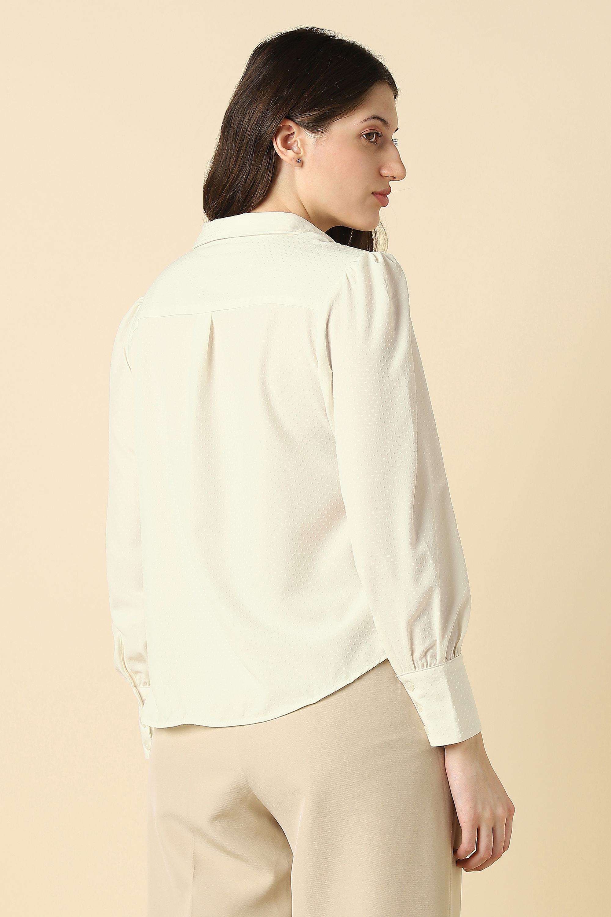 Solid-Polyester-Round-Neck-Women-s-Shirt