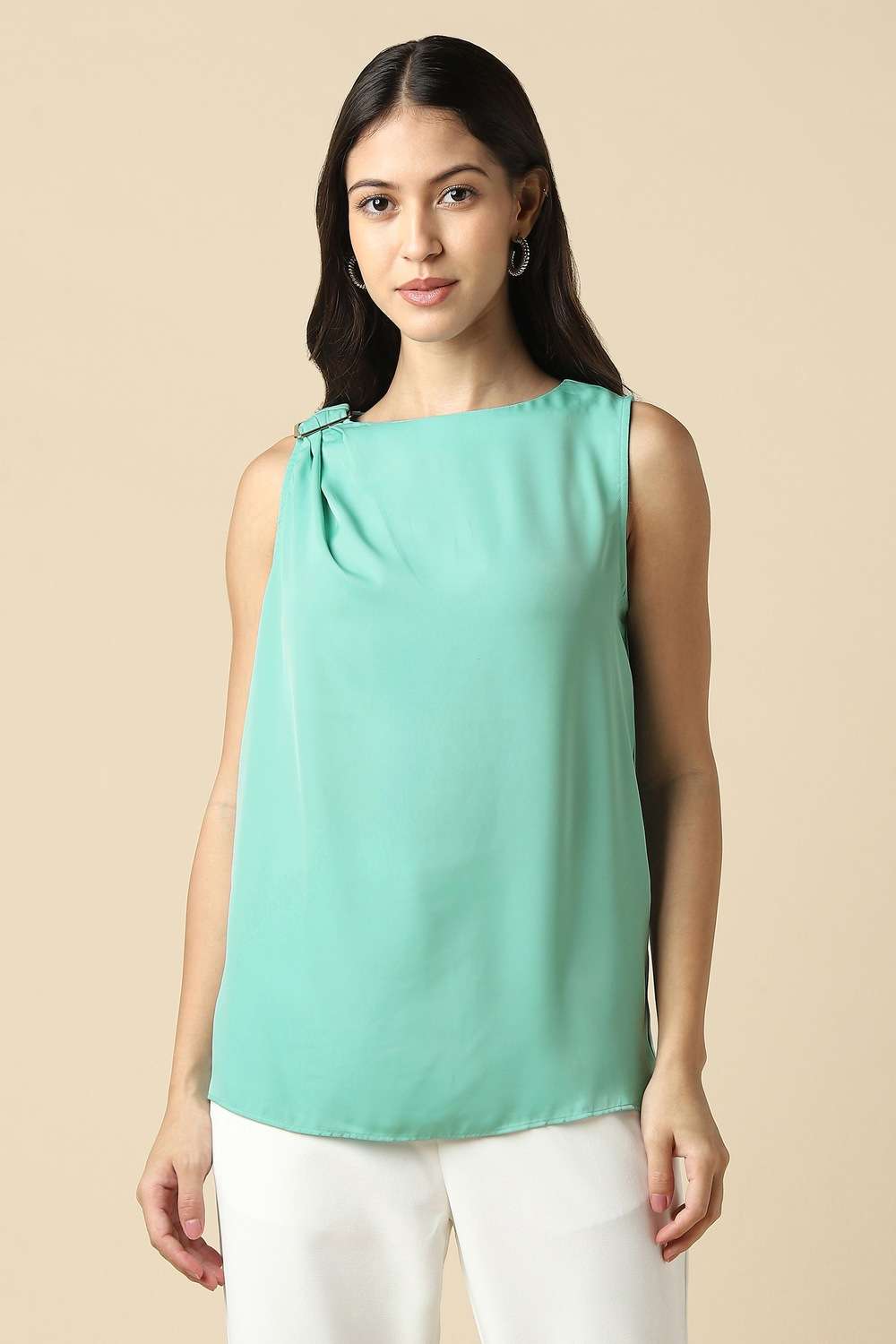 Polyester-Solid-Regular-Fit-Top