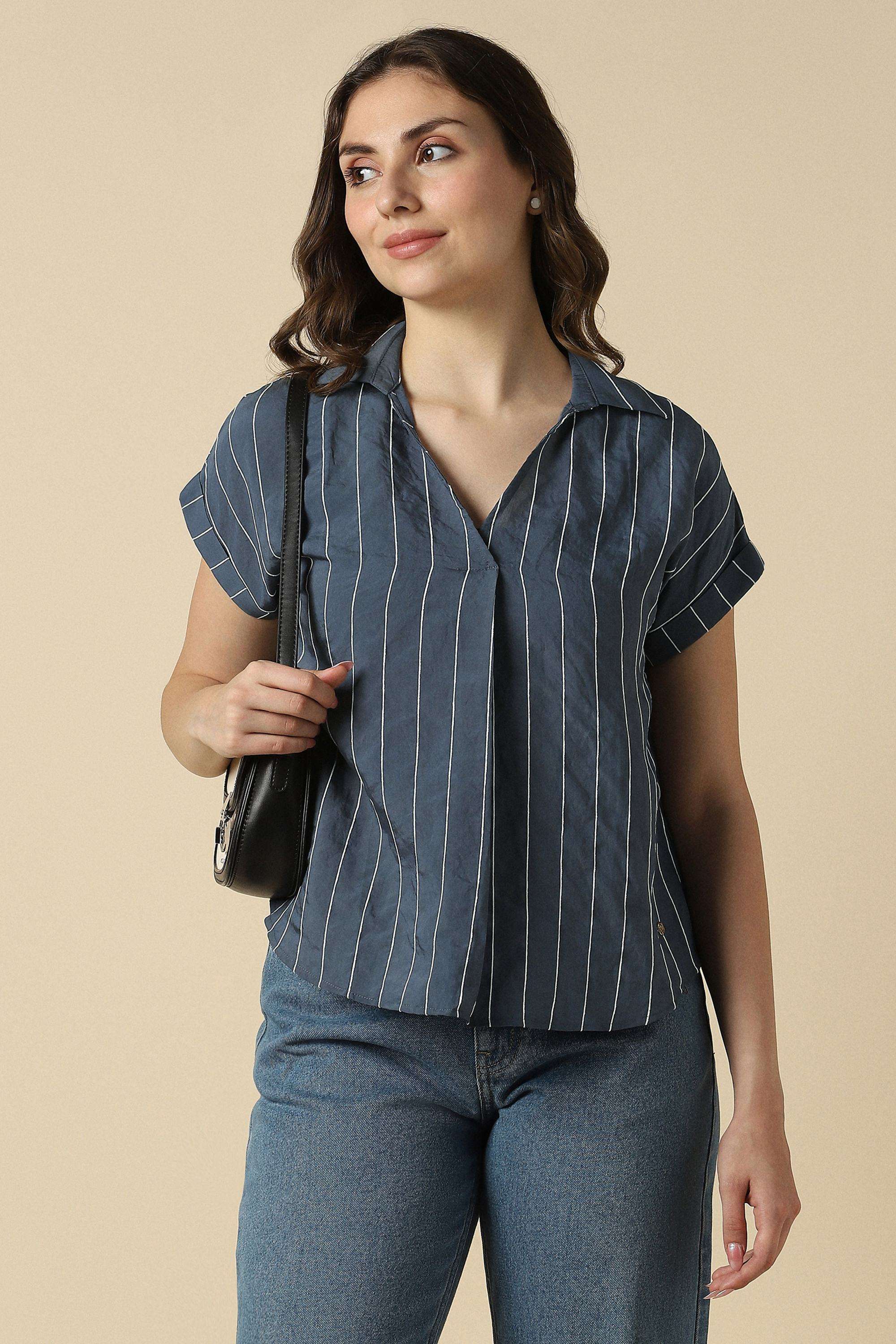 Stripes-Modal-Collared-Women-s-Top