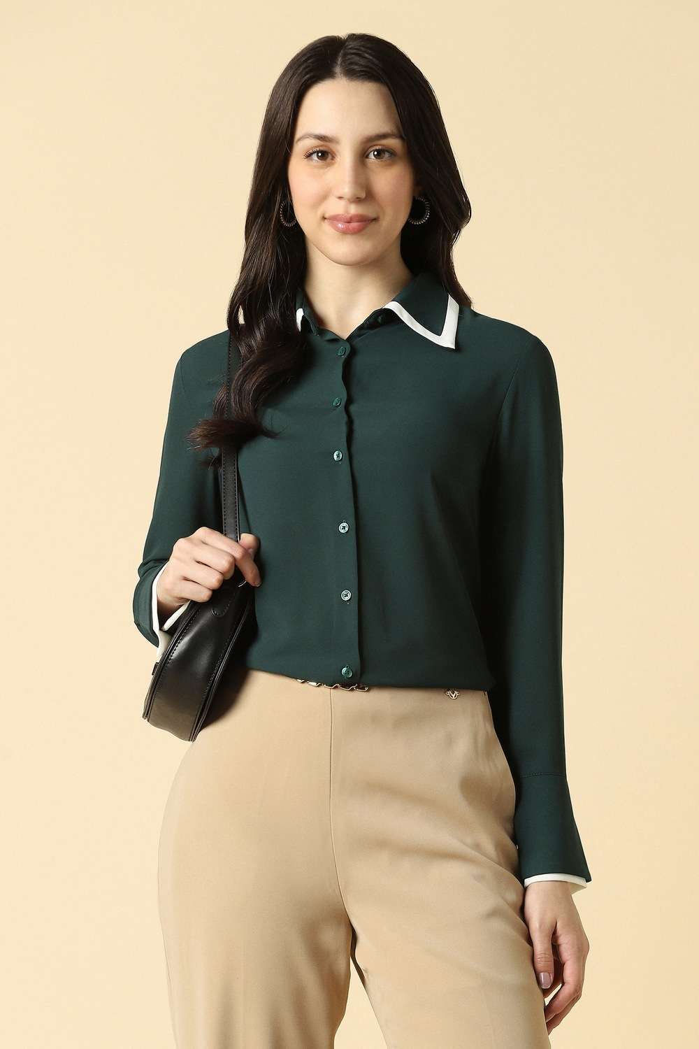 Polyester-Solid-Regular-Fit-Shirt