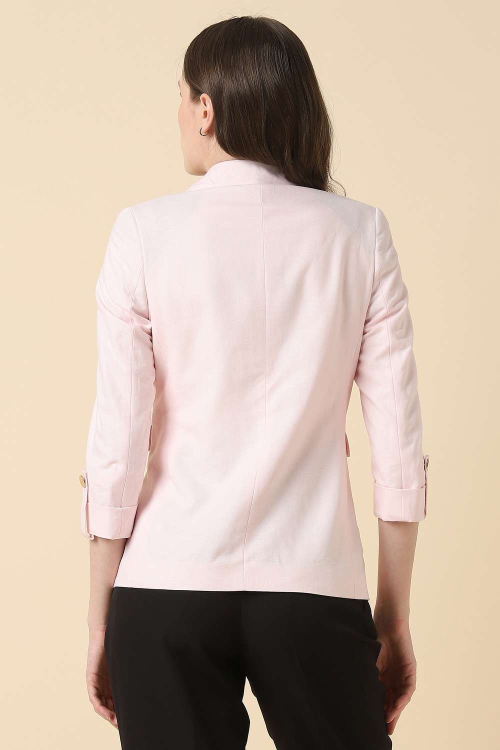 Solid-Blended-Fabric-Regular-Fit-Women-s-Blazer
