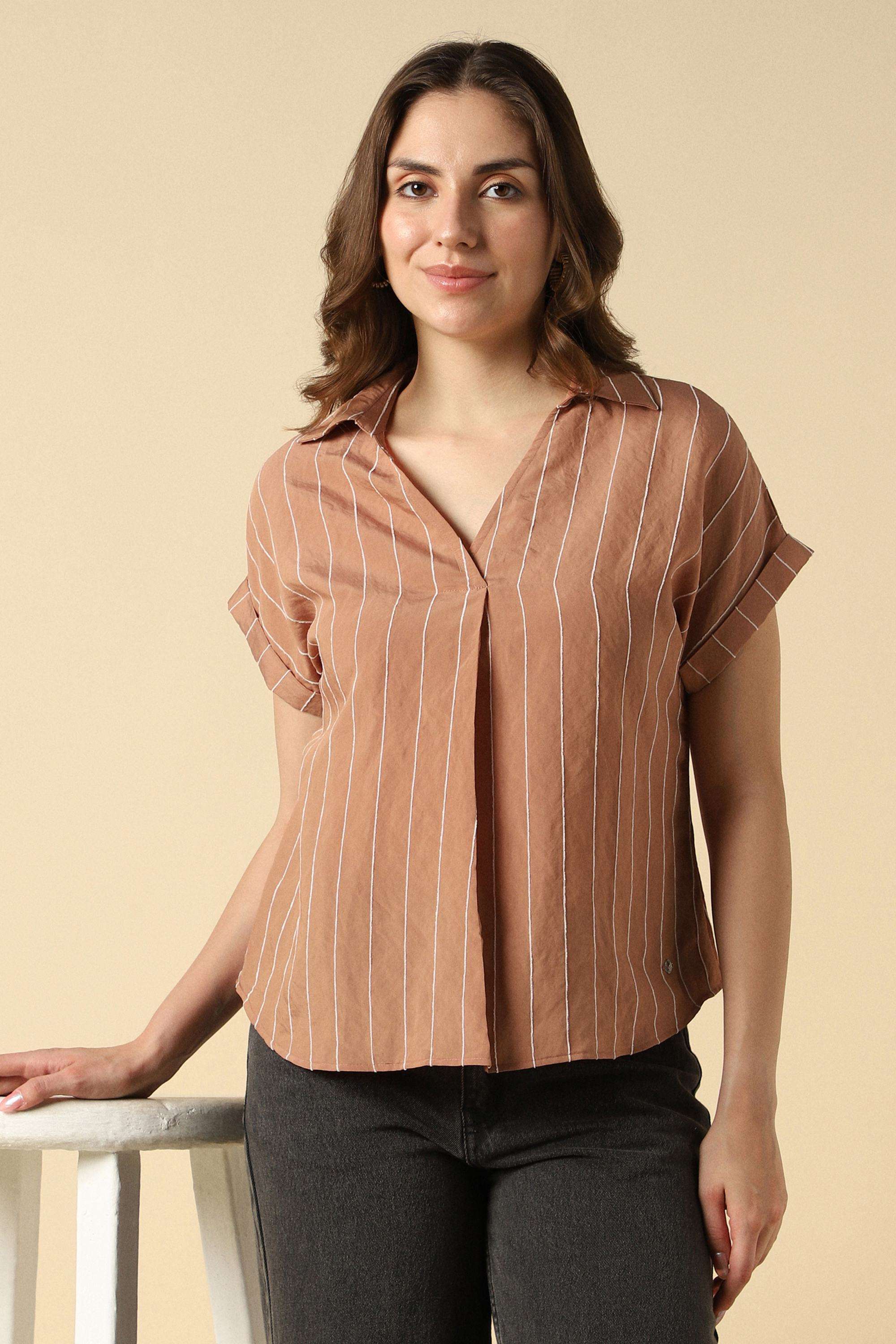 Stripes-Modal-Collared-Women-s-Top