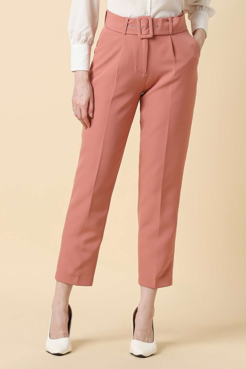 Solid-Polyester-Regular-Fit-Women-s-Trousers