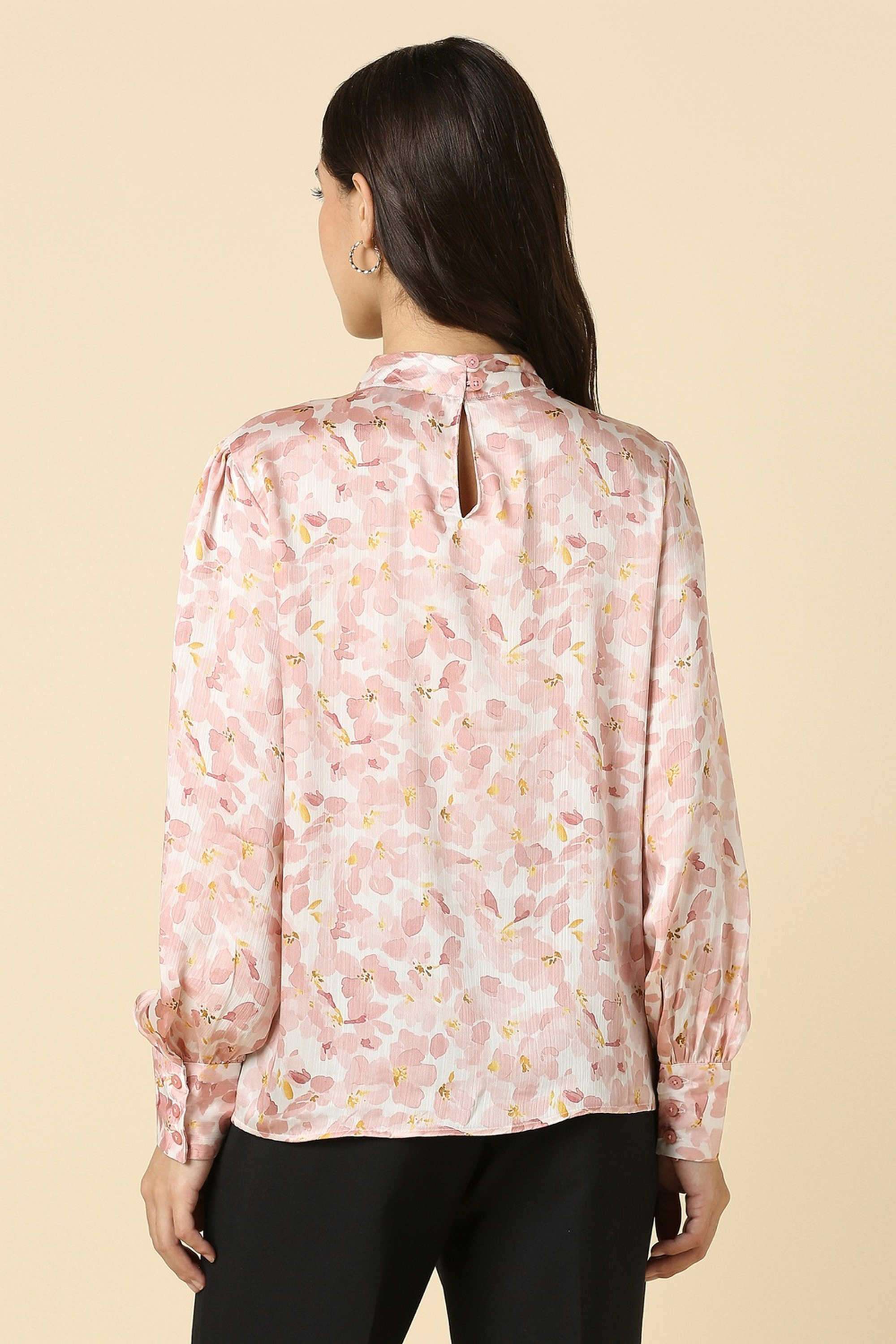 Printed-Polyester-Turtle-Neck-Women-s-Top