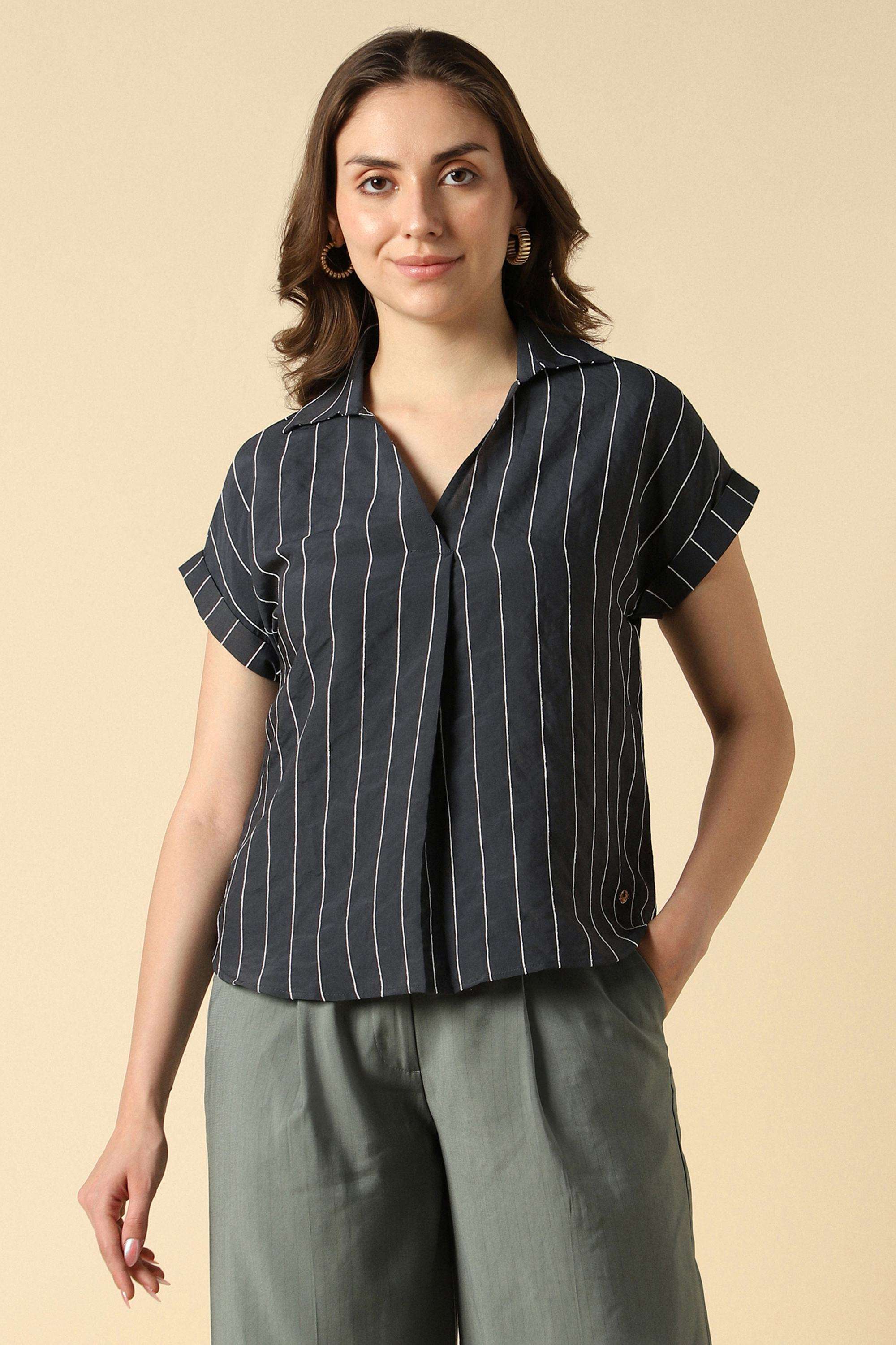 Solid-Modal-Collared-Women-s-Top