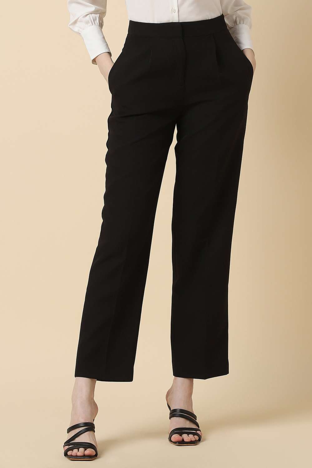 Solid-Polyester-Regular-Fit-Women-s-Trousers