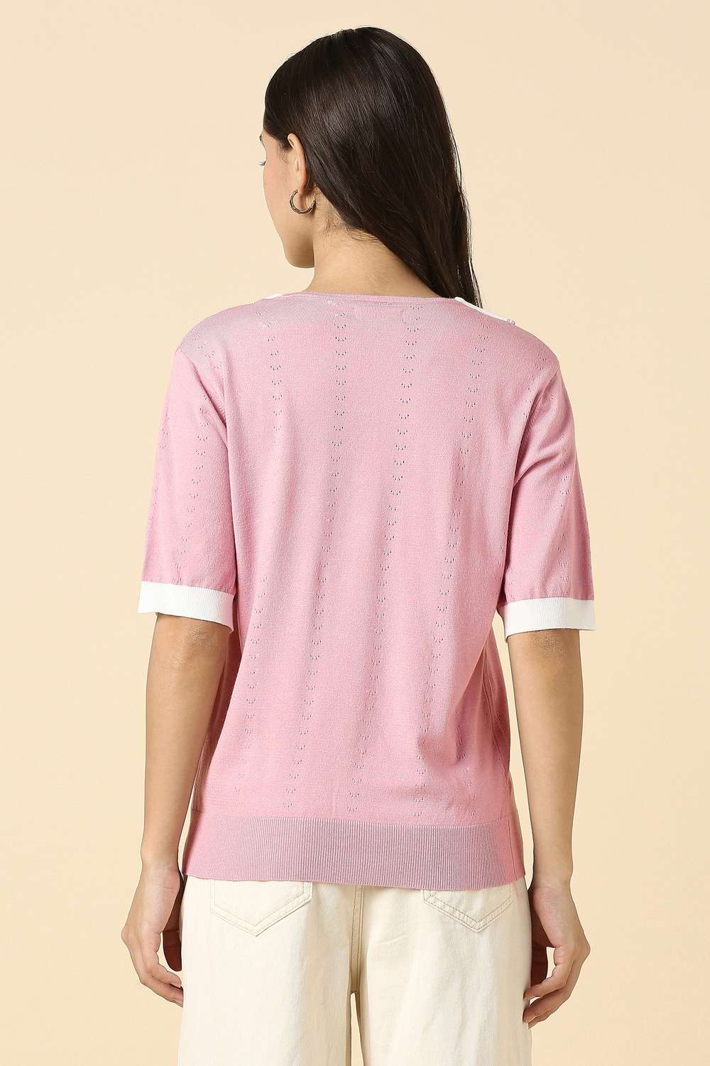 Solid-Blended-Fabric-Women-Top