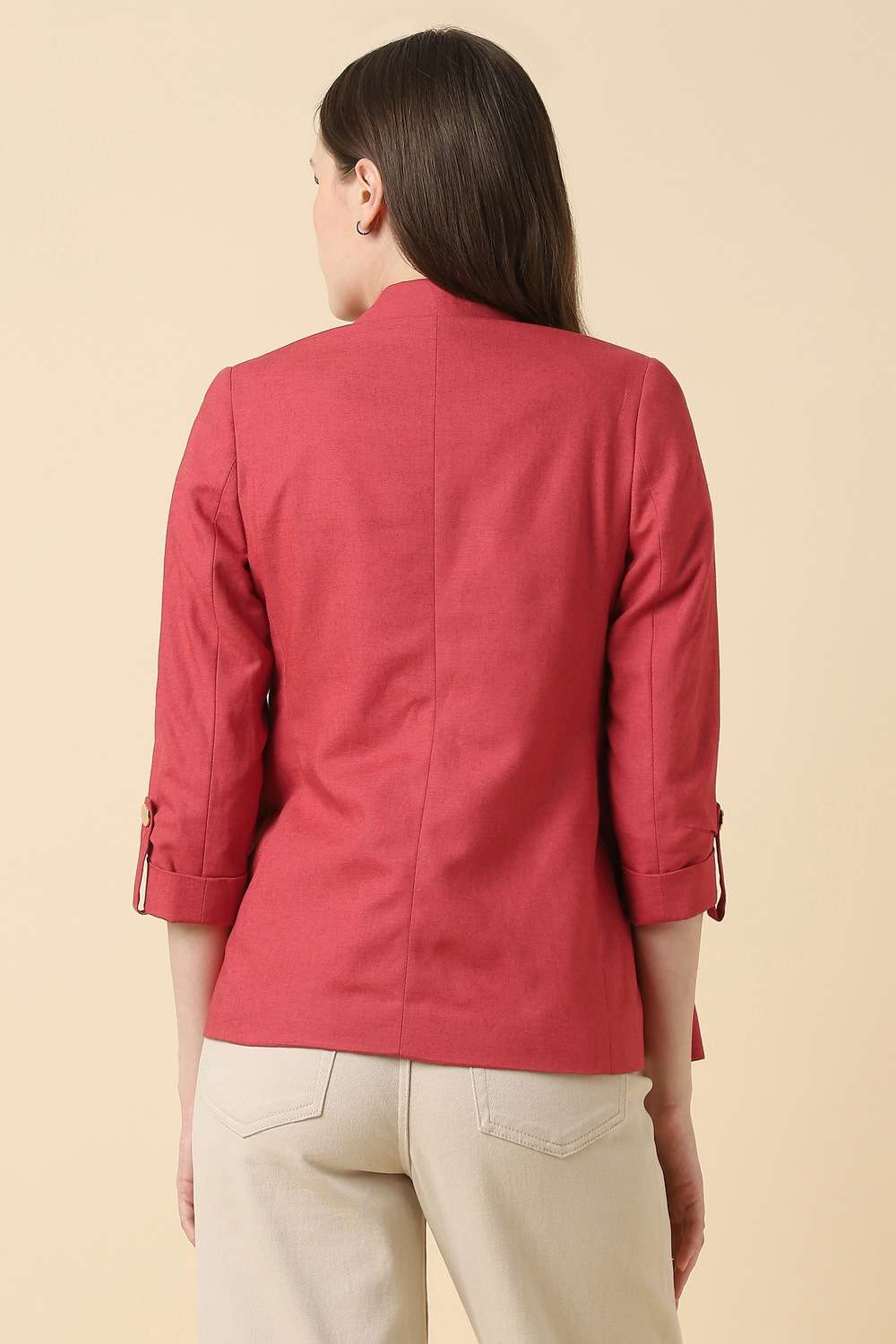 Solid-Blended-Fabric-Regular-Fit-Women-s-Blazer
