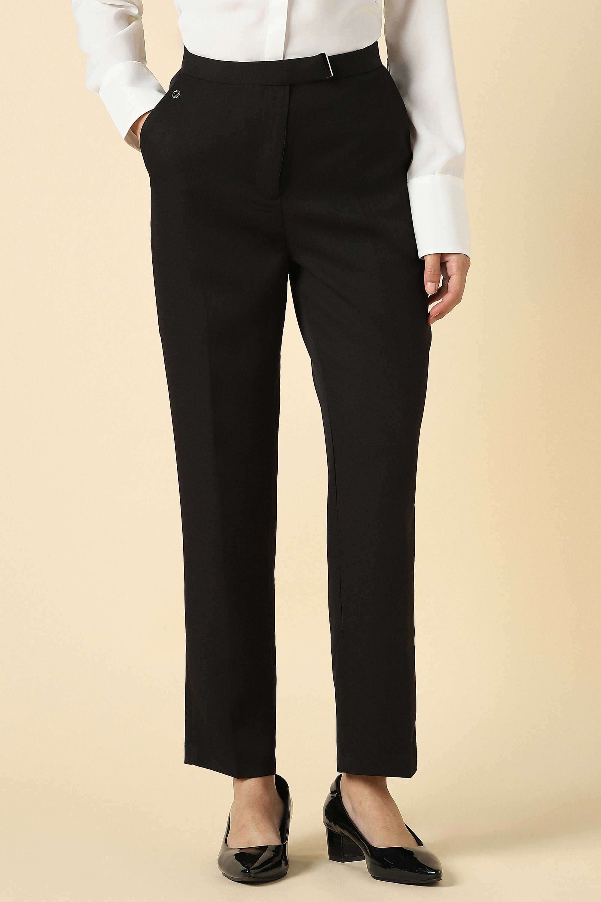 Solid-Slim-Fit-Polyester-Women-s-Formal-Wear-Trousers