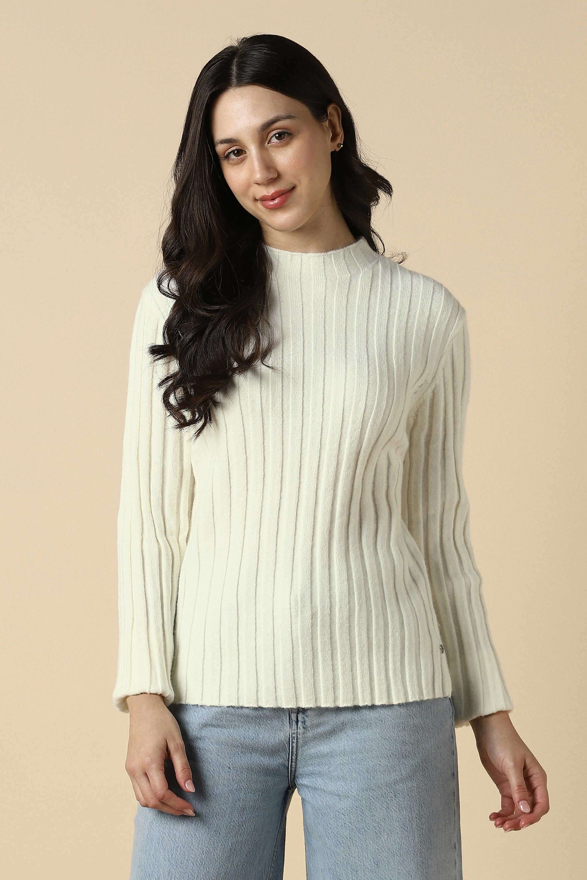 Solid-Polyester-Women-s-Casual-Wear-Sweater