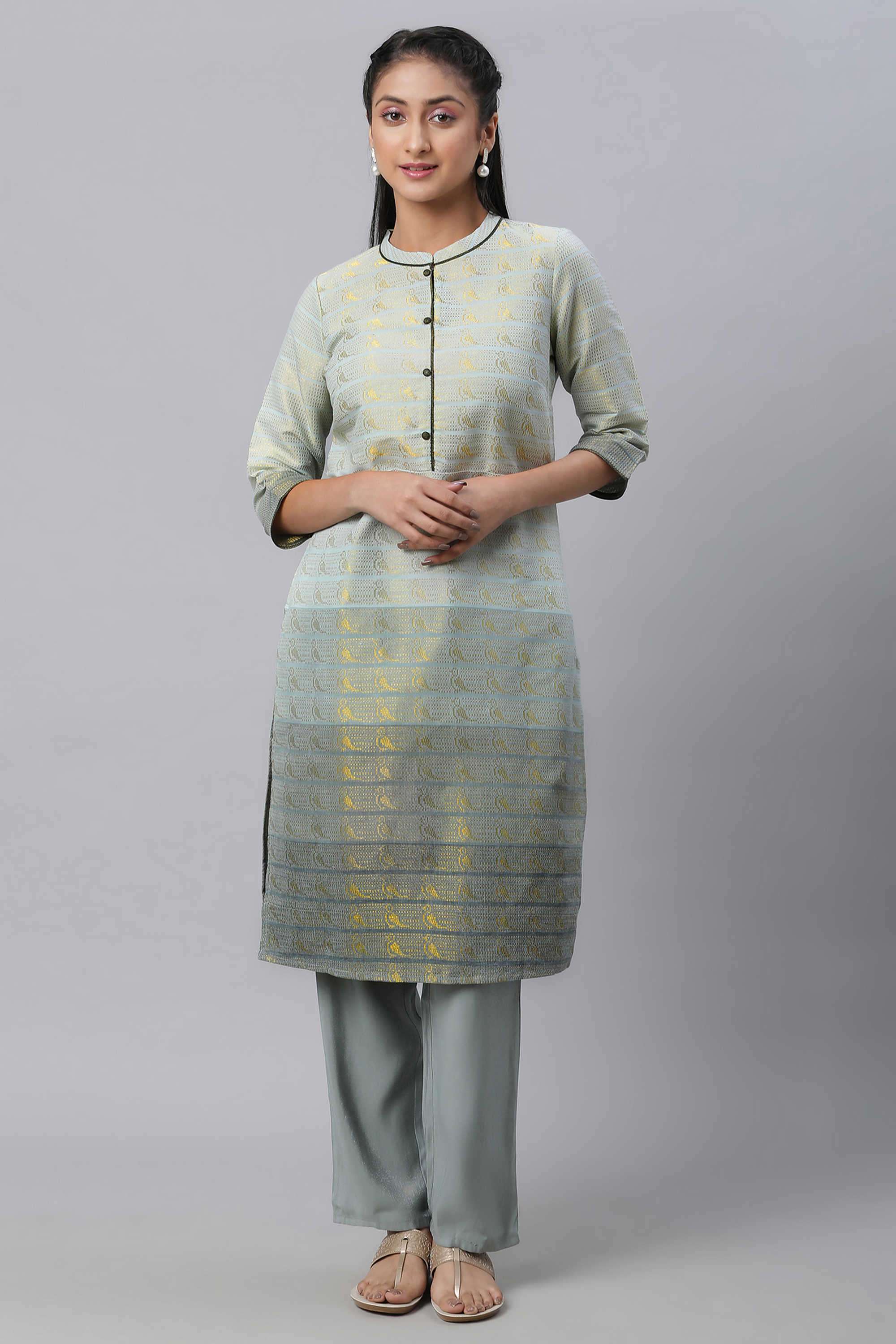 Textured-Blended-Fabric-Women-s-Festive-Wear-Kurta